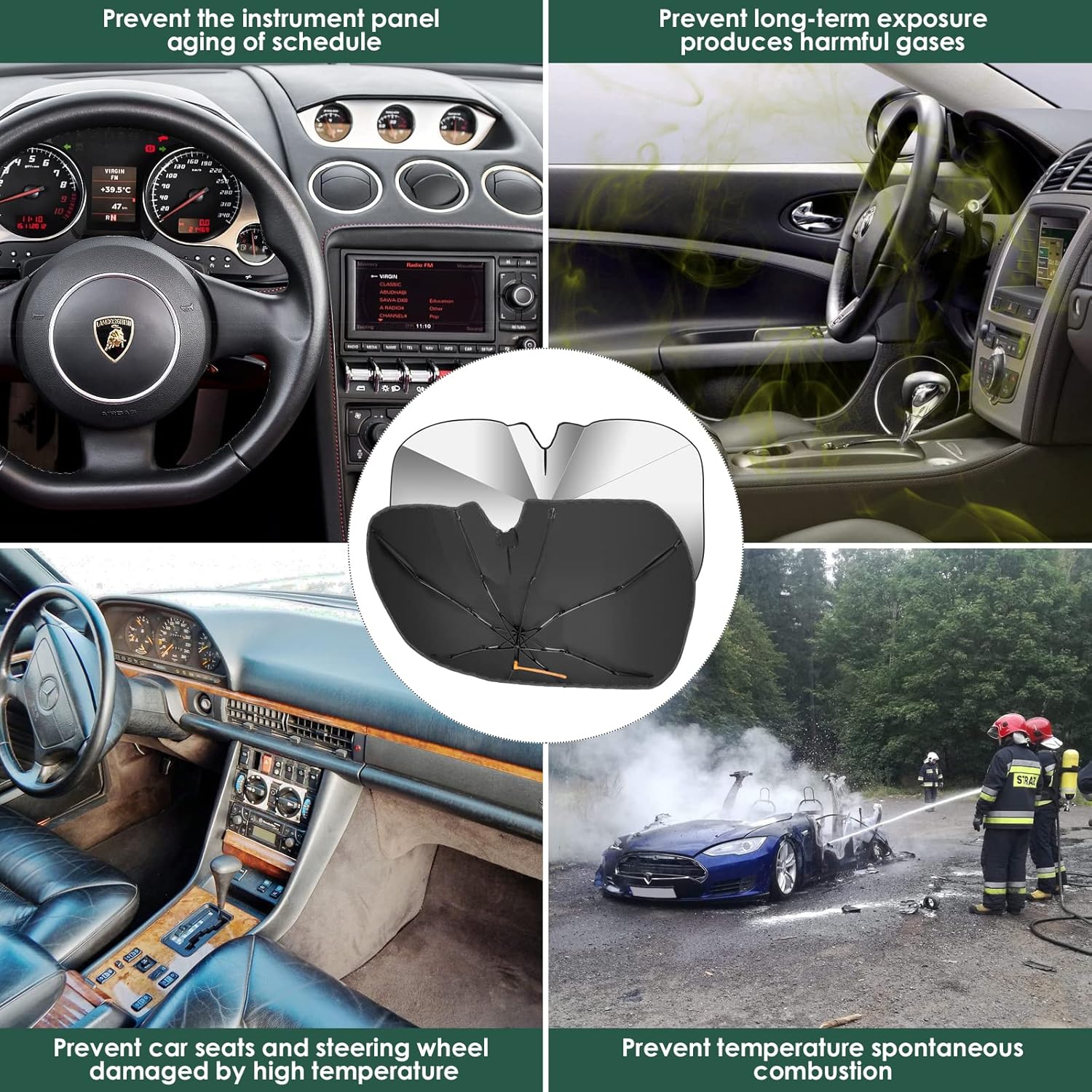 Thumbnail 6 de Oziral Sonnenschutz Auto Frontscheiben – faltbarer UV- und Hitzeschutz für Windschutzscheibe, 31 x 57 Zoll