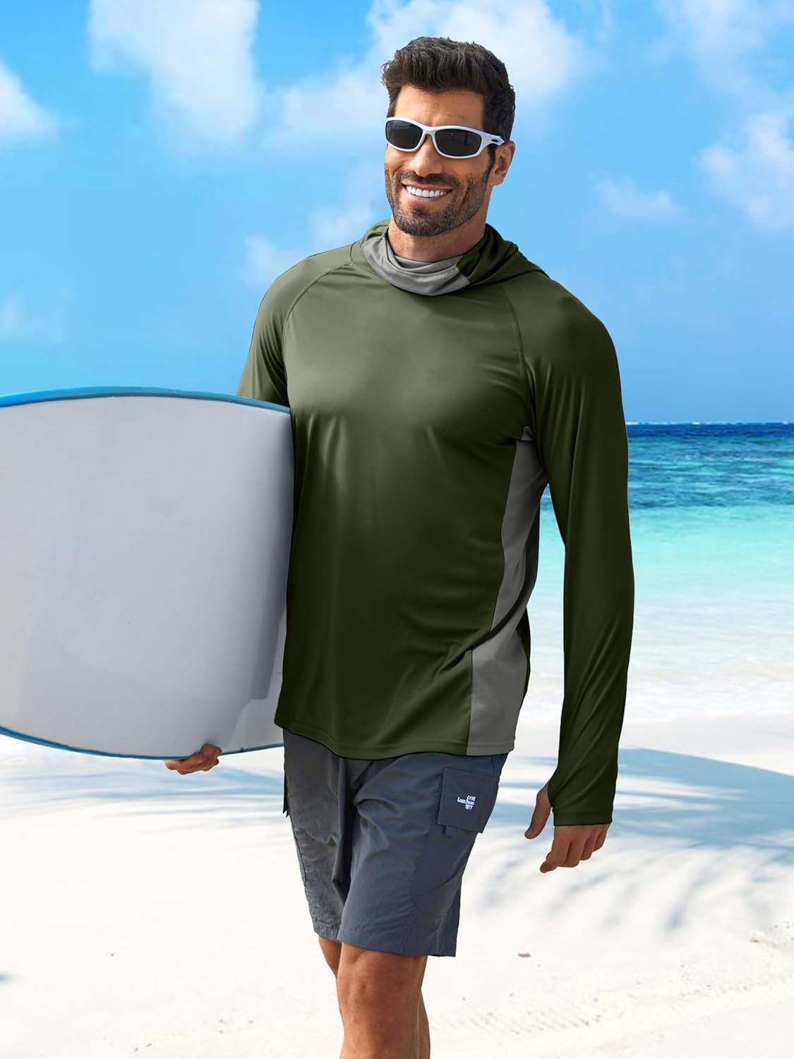Thumbnail 2 de PINSPARK Men’s Sun Protection Hoodie with Mask UPF 50+ Long Sleeve Rash Guard Shirt