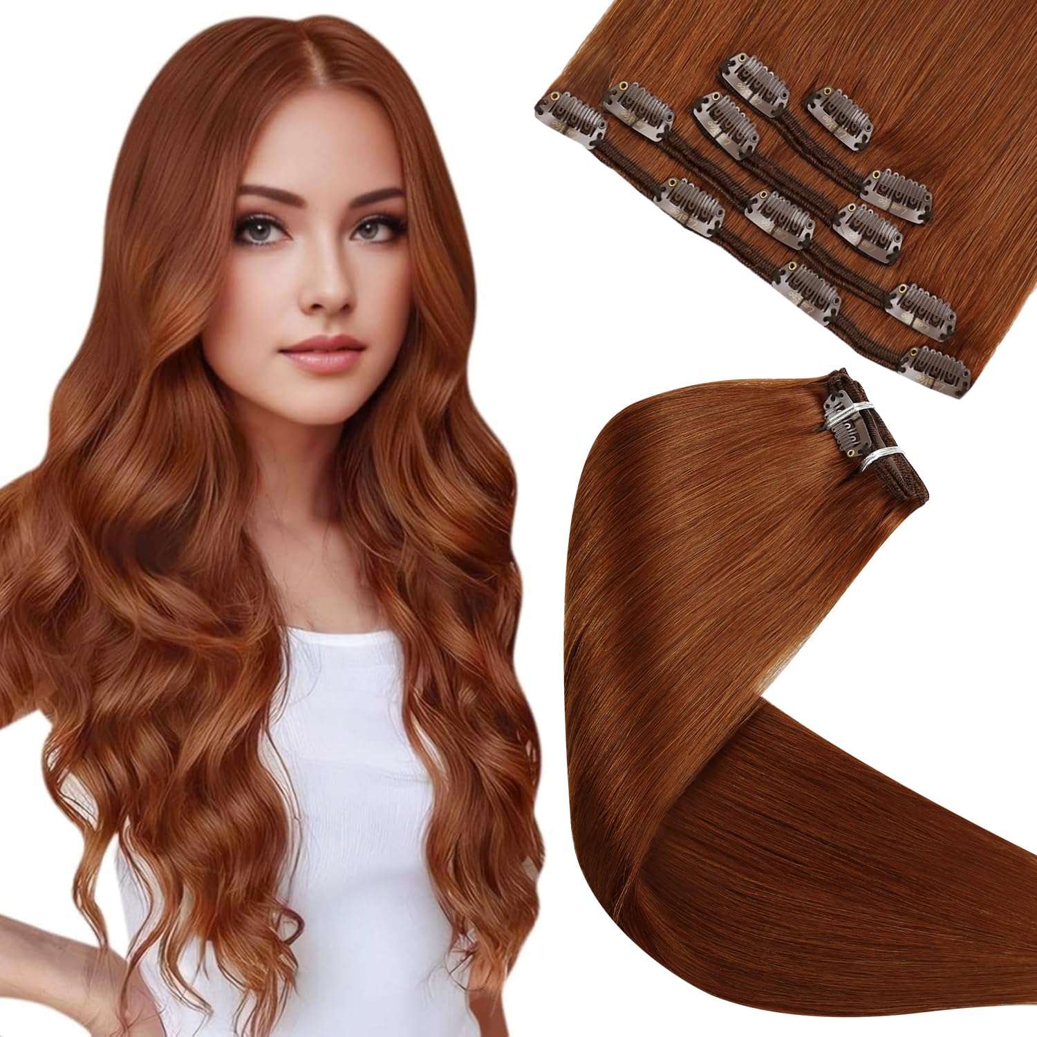 Detalle de LaaVoo Echthaar Clip-in Extensions 30 cm