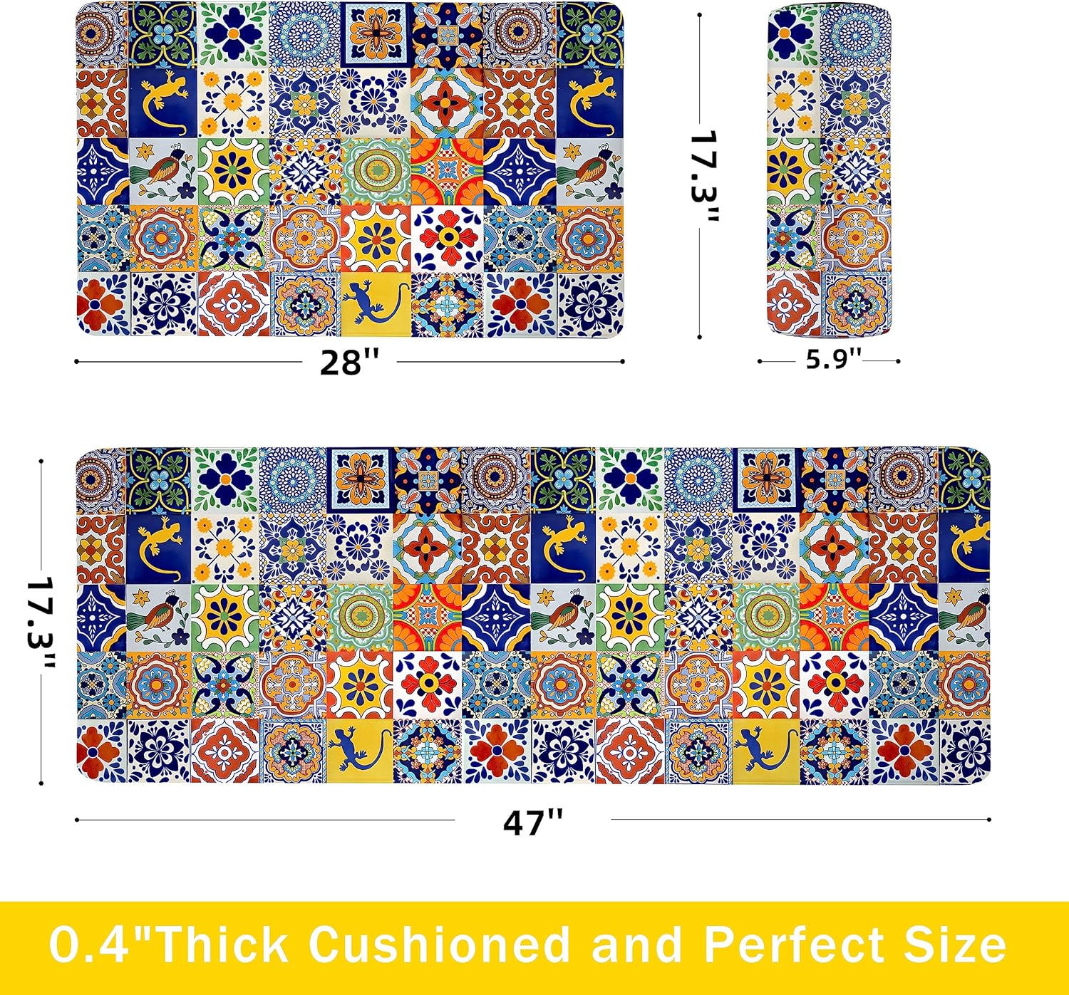 Thumbnail 1 de weesire Boho Kitchen Rugs Set — 2-Piece Anti-Fatigue Mats, 17.3 x 28 and 17.3 x 47 Inches