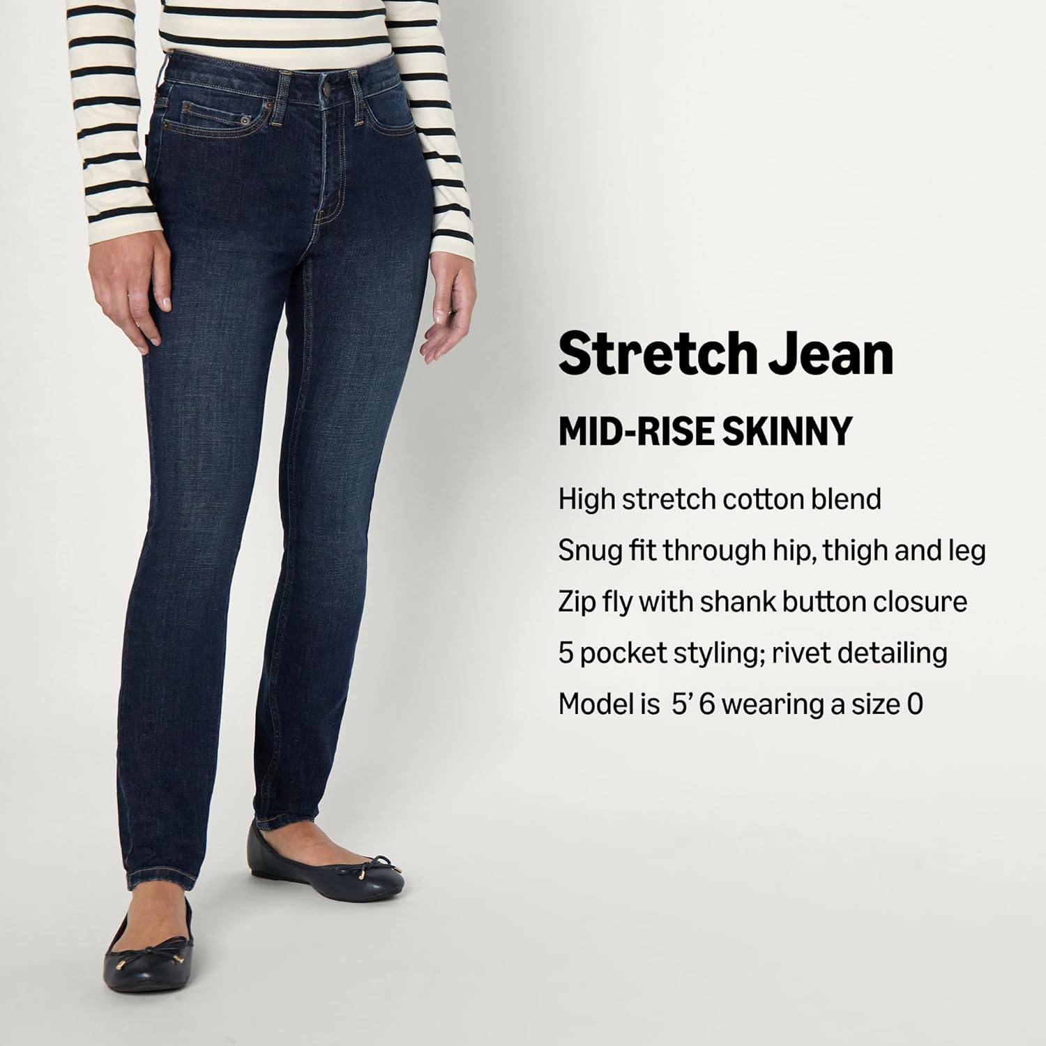 Detalle de Amazon Essentials Women's High Stretch Mid-Rise Skinny Jeans