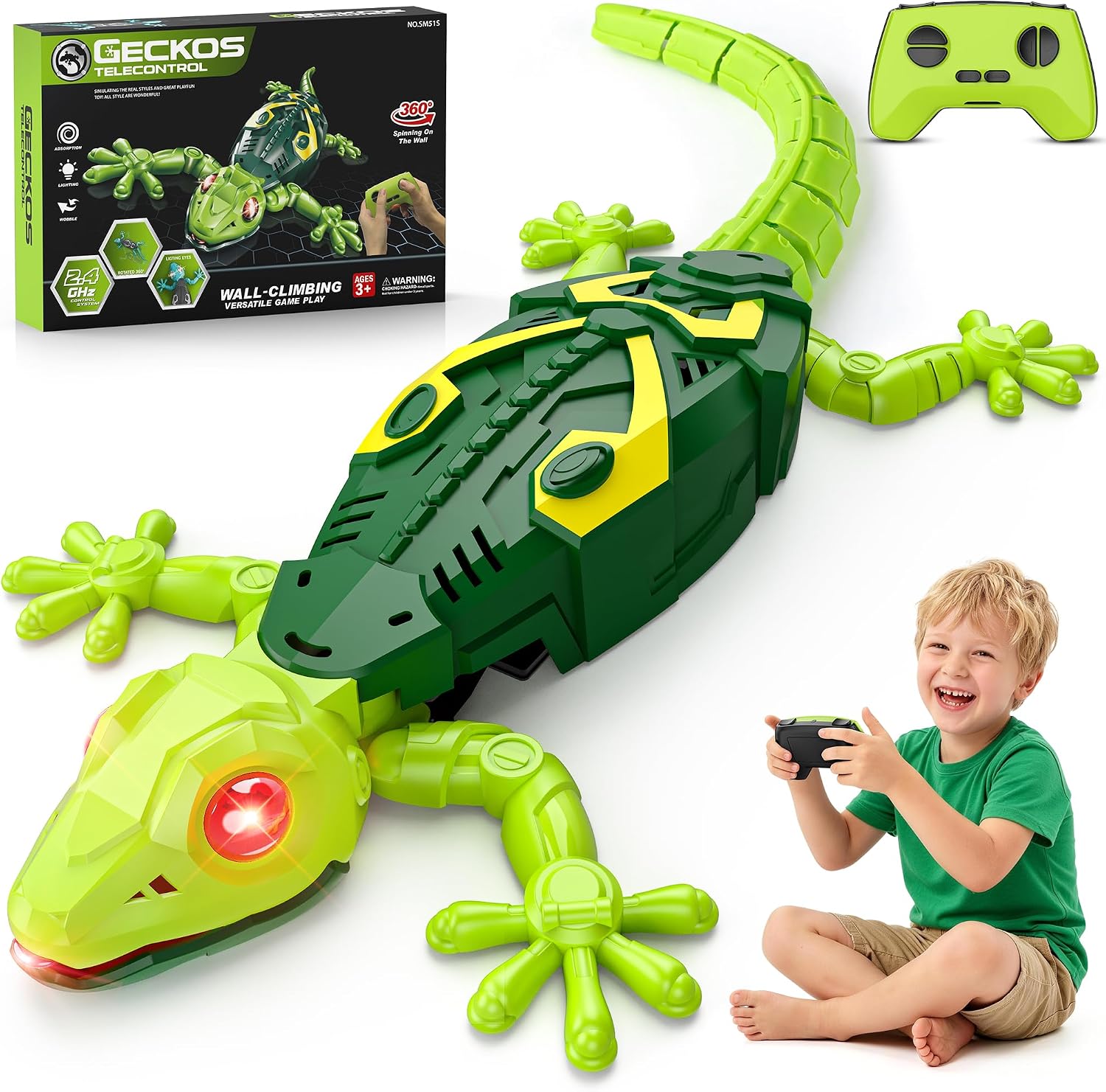 Detalle de Rcfunkid SM51S Wall-Climbing Gecko Toy, Rechargeable RC with LED Eyes