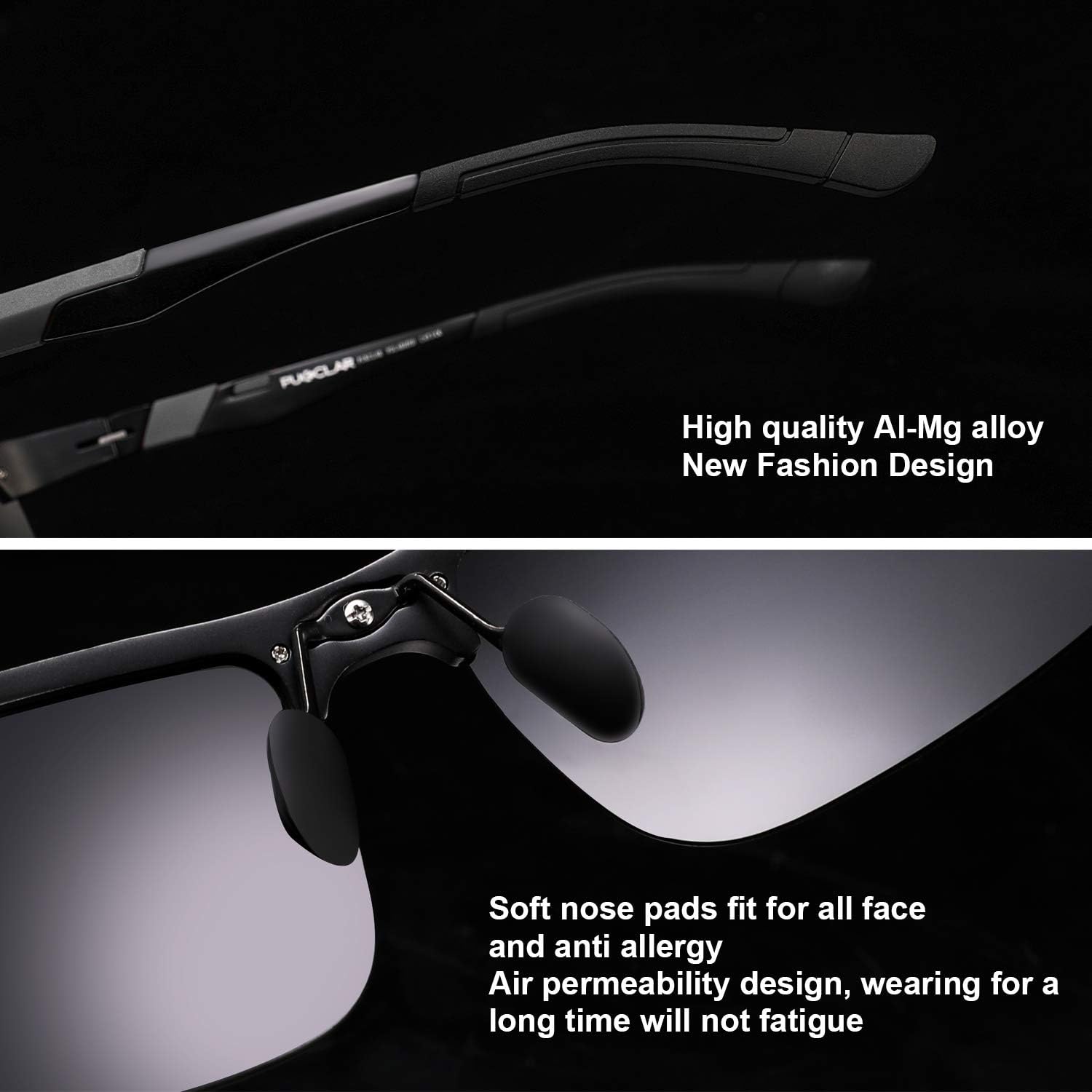 Detalle de PUKCLAR Herren Sonnenbrille Polarisierte Sportbrille Polarisierte Sportbrille Fahrerbrille mit Al-Mg Rahmen, rechteckig, Cat 3
