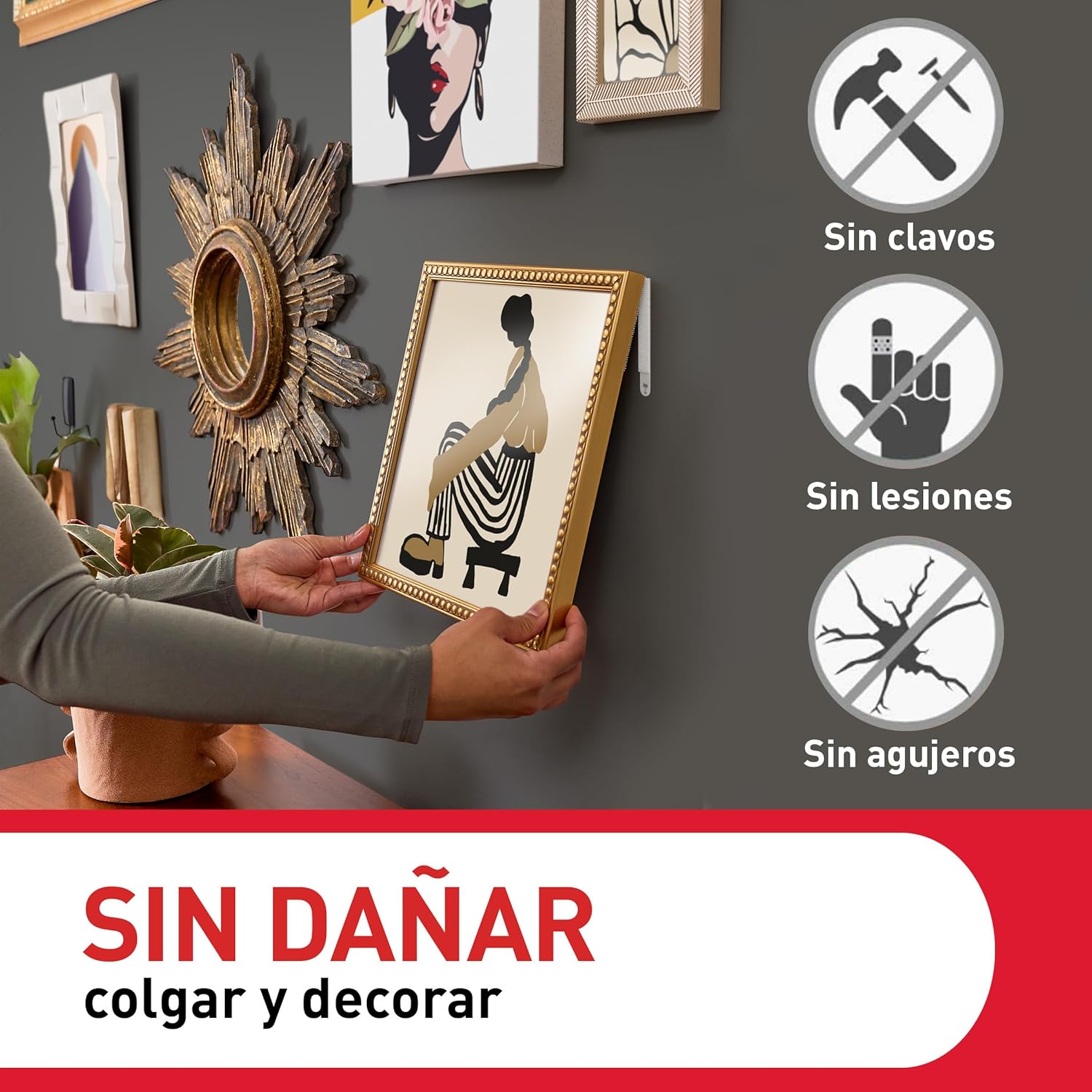 Detalle de Command Tiras Adhesivas para Colgar Cuadros 14 pares 🖼