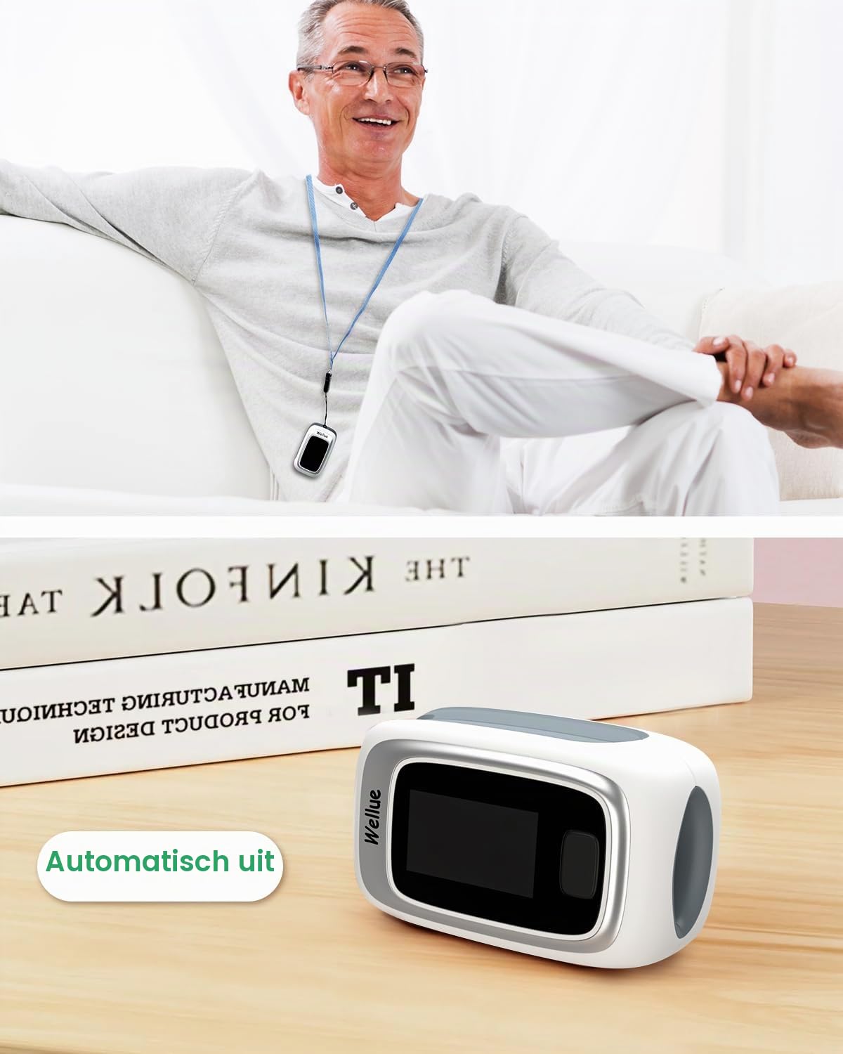 Detalle de ViATOM Checkme O2 pulsoximeter met Bluetooth, OLED-display en app