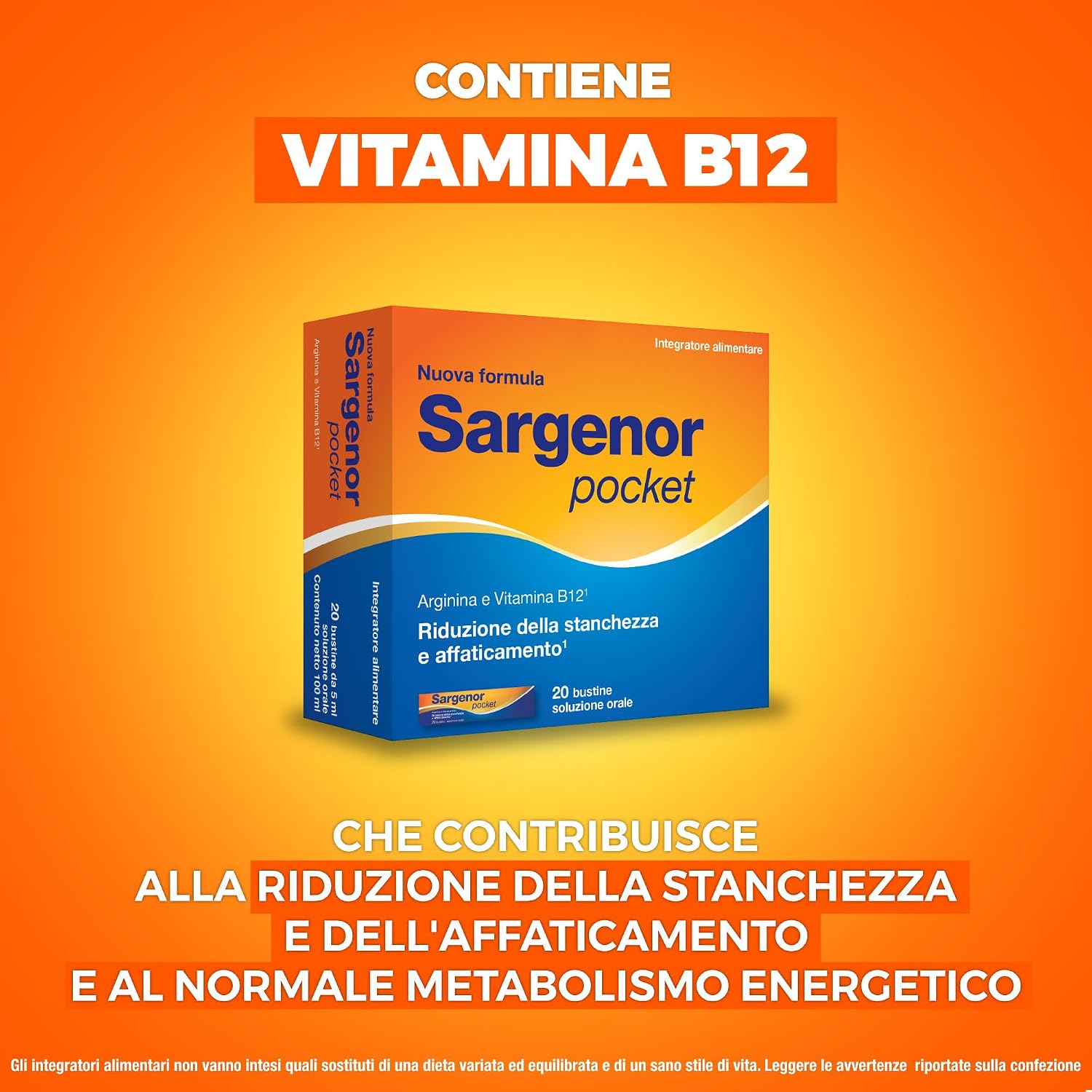 Detalle 2 de Sargenor: Integratore liquido con Arginina e Vitamina B12, 20 fiale