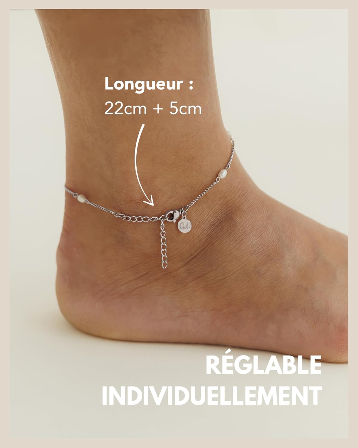 Detalle de GD GOOD.designs EST. 2015 Bracelet de cheville avec perles d'eau douce véritables