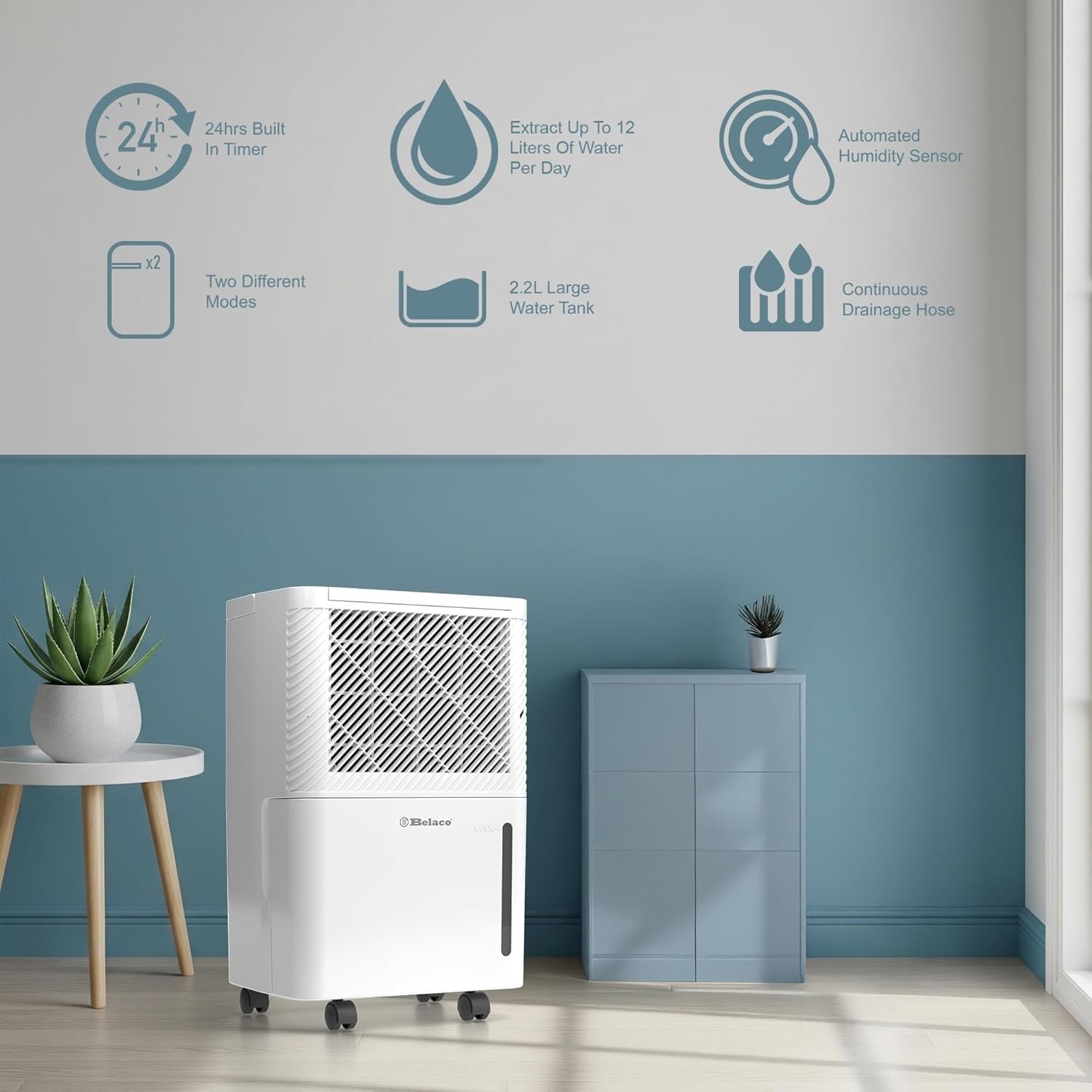 Detalle 2 de Belaco 12L Compressor Dehumidifier for Home
