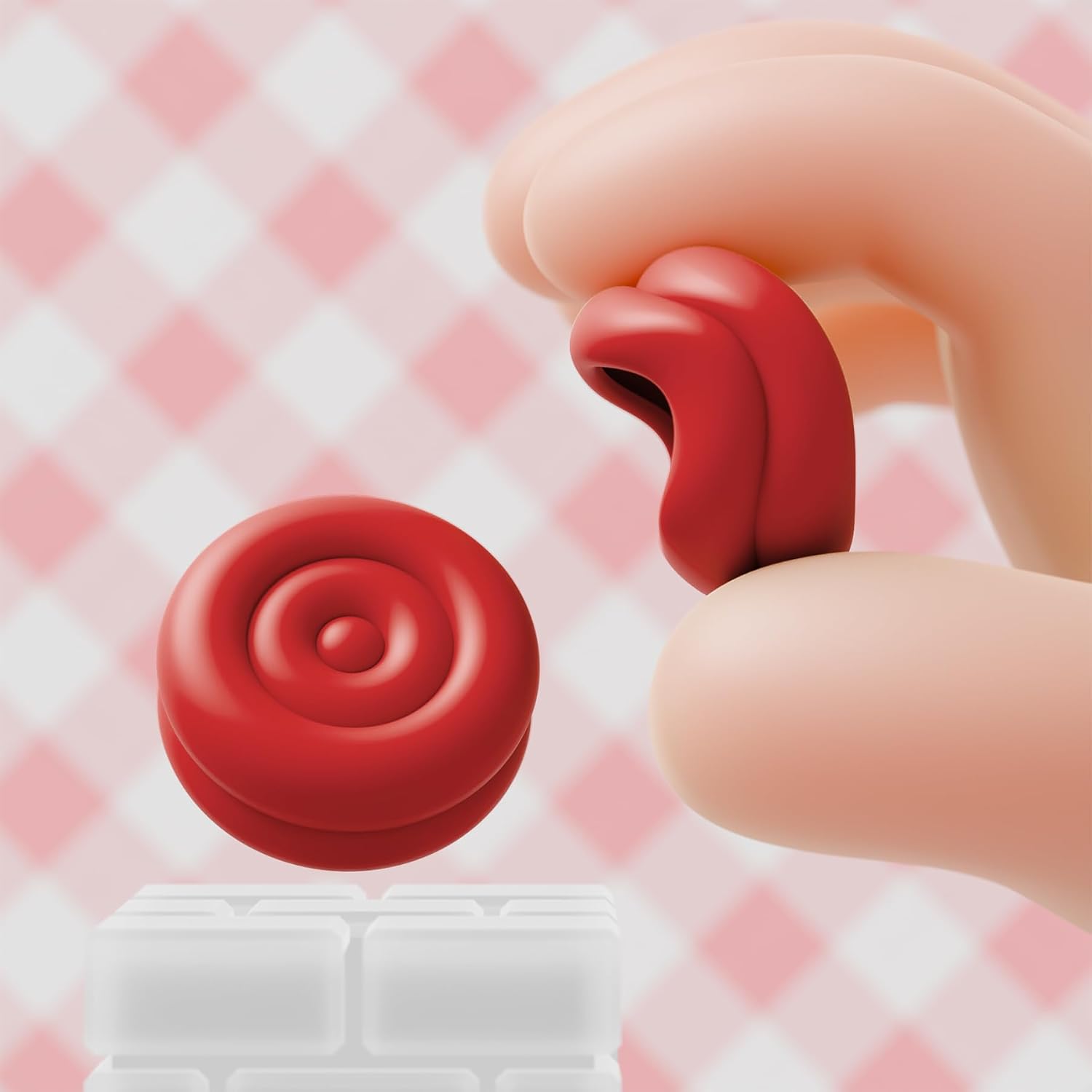 Detalle de PlayVital Thumbs Cushion Caps Thumb Grips for Nintendo Switch 2 (Passion Red)