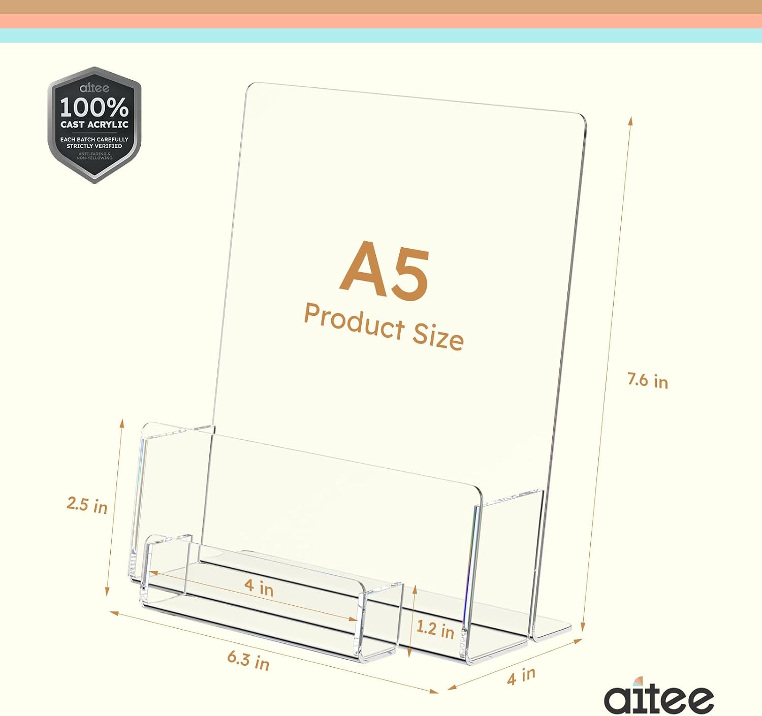Detalle de AITEE A5 Clear Leaflet Holder with Business Card Holder – 2 Pack