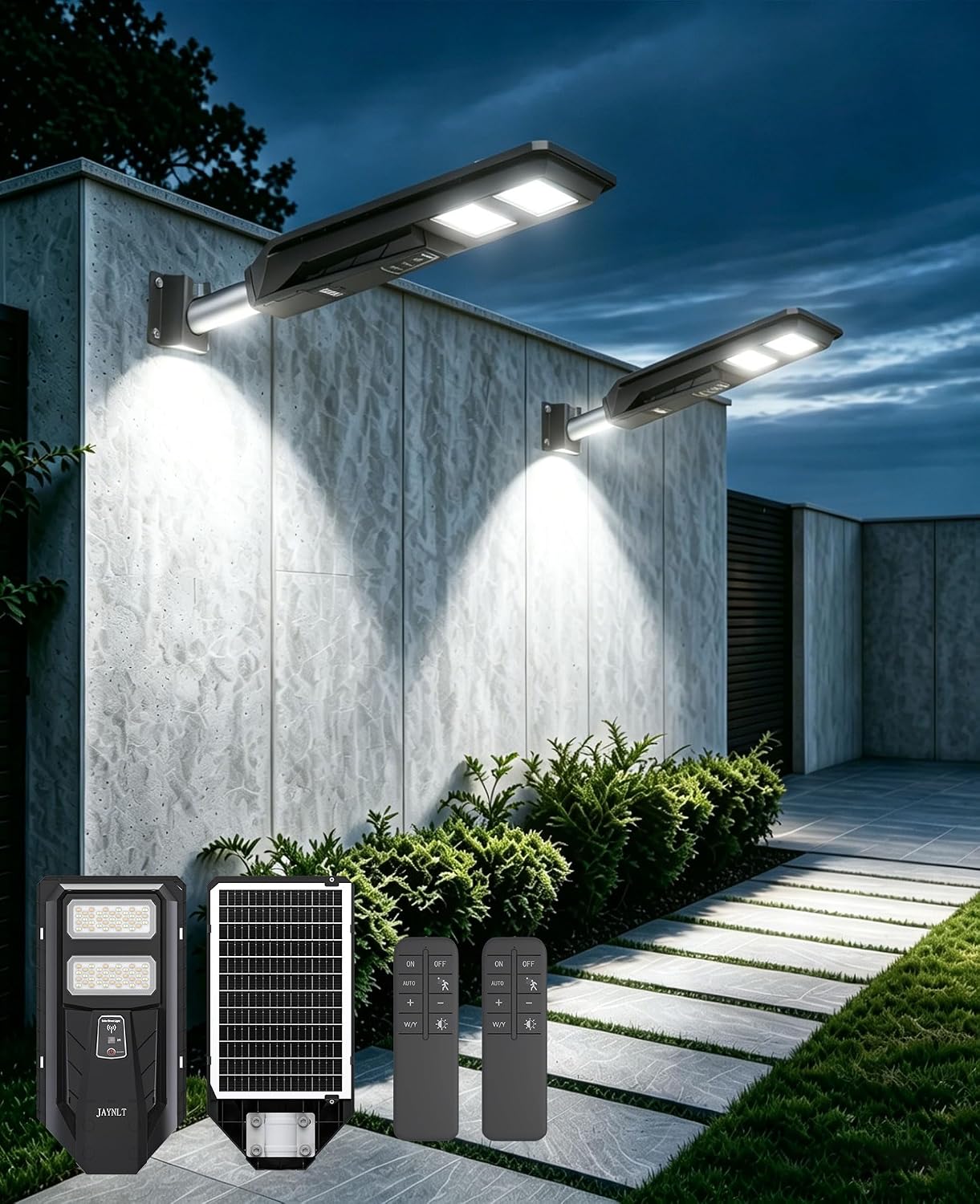 Imagen de JAYNLT Lampione Solare LED Esterno 2 pezzi: lampione LED con sensore di movimento, 3000K/4000K/6500K, IP67, autonomia 8–12h en OfertitasTOP