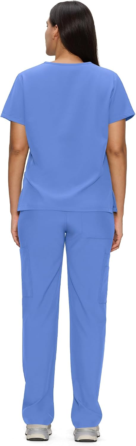 Thumbnail 1 de floralhue Women's Scrub Set, V-Neck Top and Straight-Leg Pants, 11 Pockets