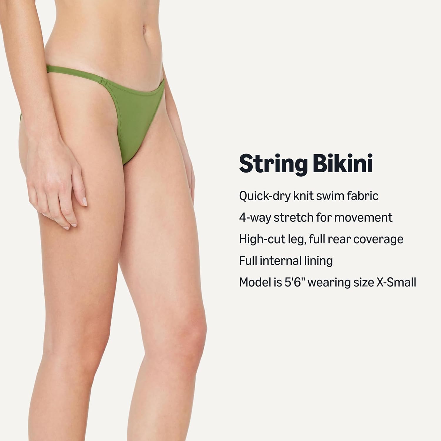 Detalle de Amazon Essentials Women's No-Tie String Swim Bikini Bottom (Low-Rise)