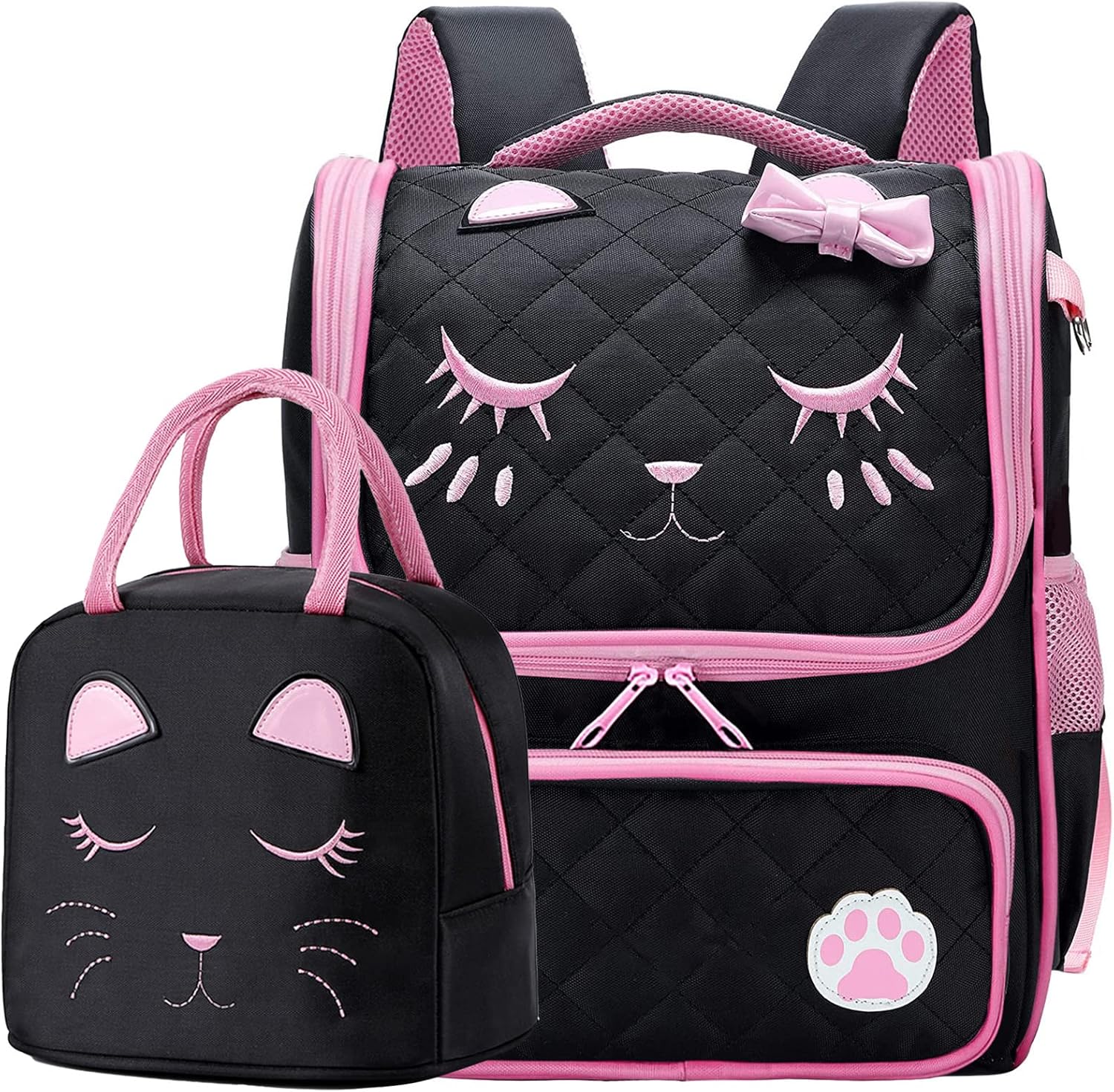 Detalle de FEWOFJ Cat School Backpack for 8-16 Year Old Girls and Matching Lunch Tote