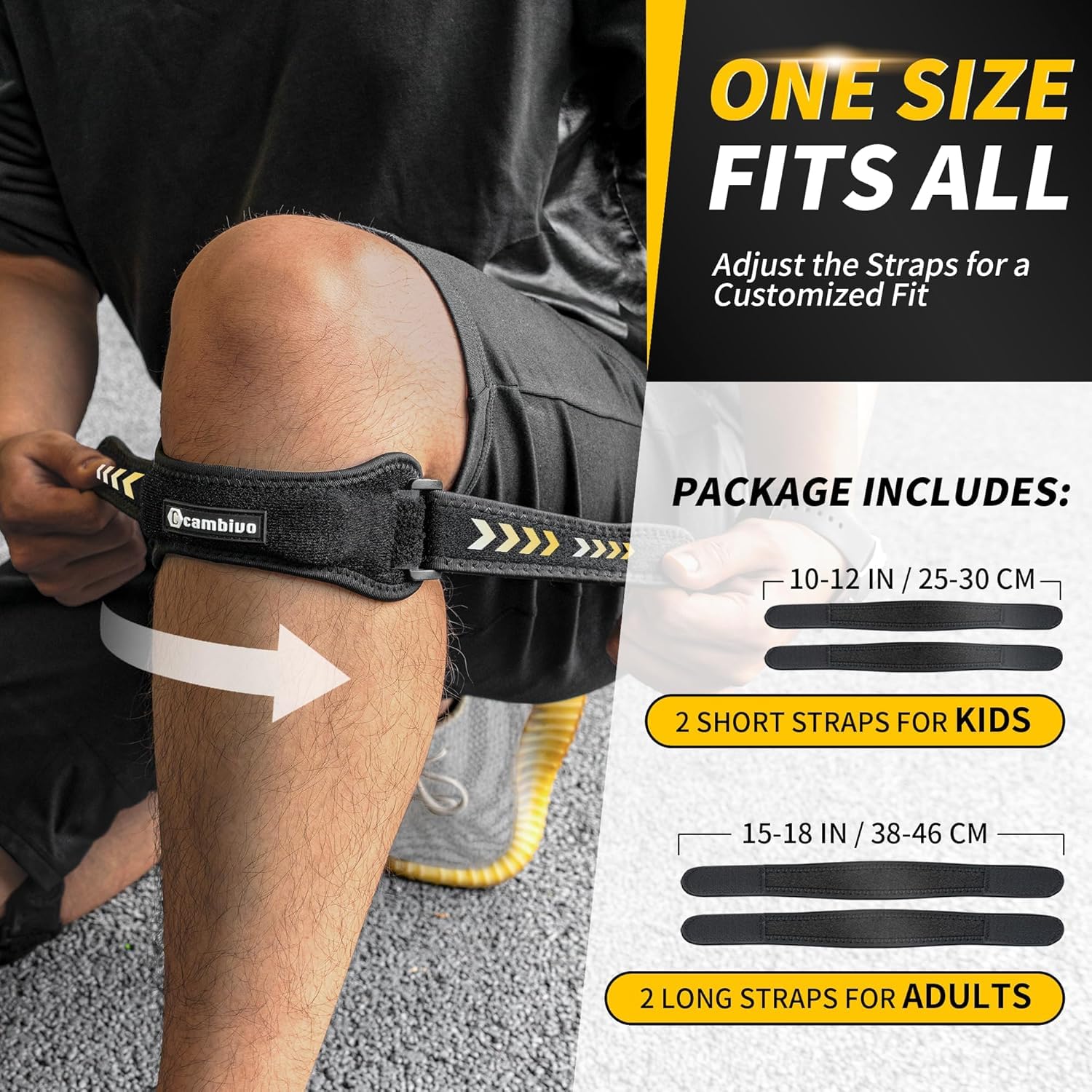 Detalle de CAMBIVO KSC-1 patellapeesband, verstelbaar en antislip, set van 2
