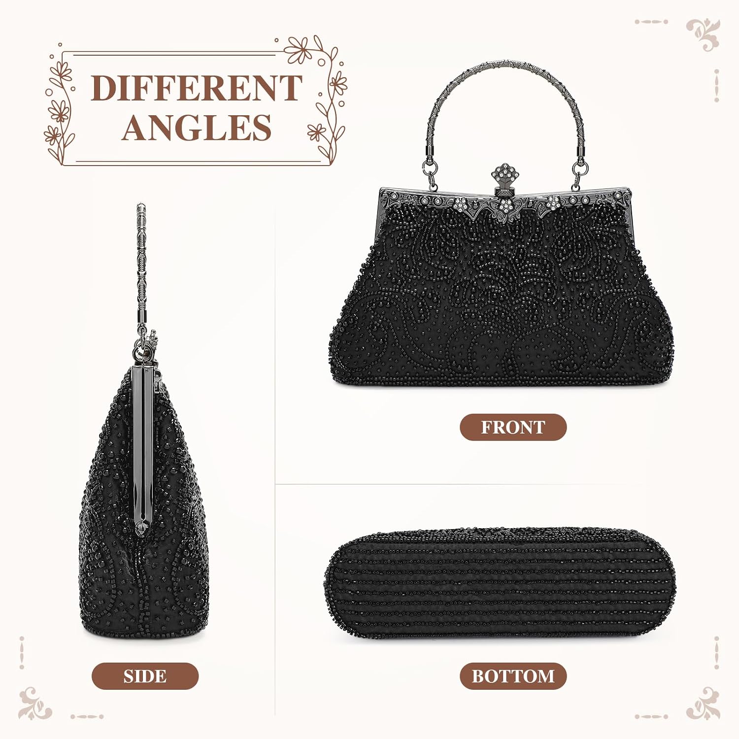 Thumbnail 6 de BAIGIO 1920s sac à bandoulière vintage perles