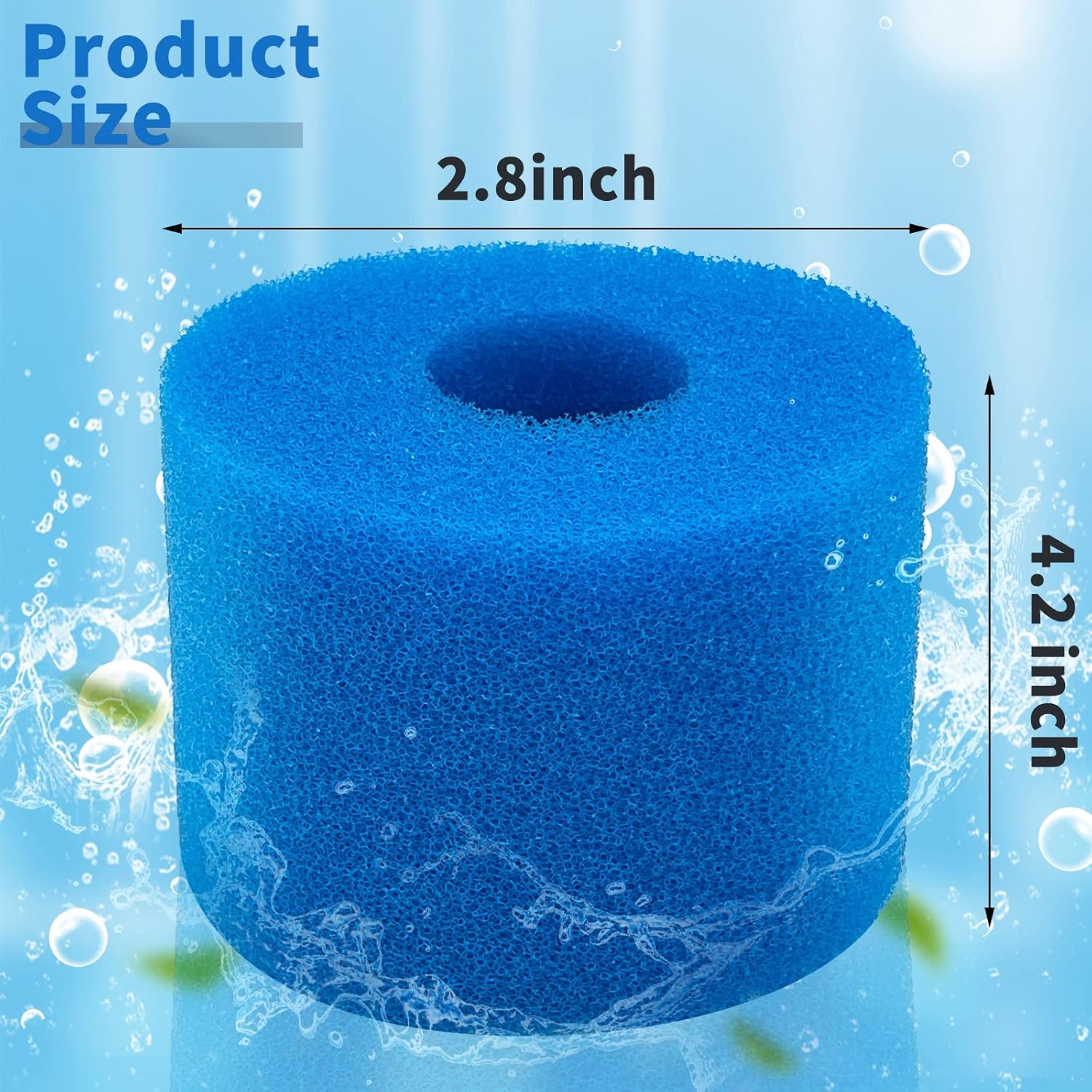 Detalle 2 de JEFFEL Filtro Spugna Tipo S1: Filtri Riutilizzabili in Schiuma per Piscina, Spa, Acquario (6 Pezzi)