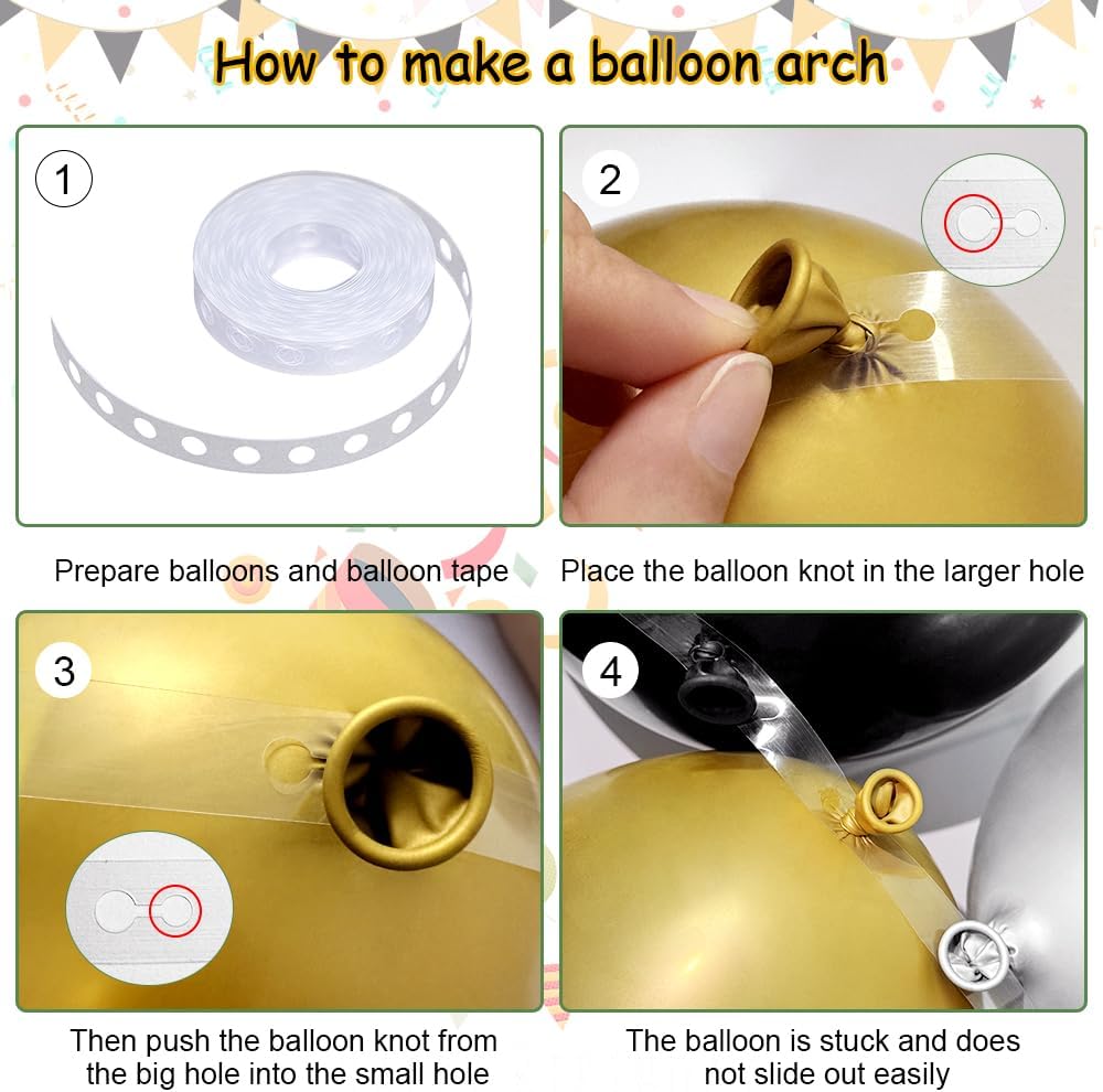Detalle de Jstzdq 135 Pcs Black & Gold Balloon Arch Kit – Party Decor Set