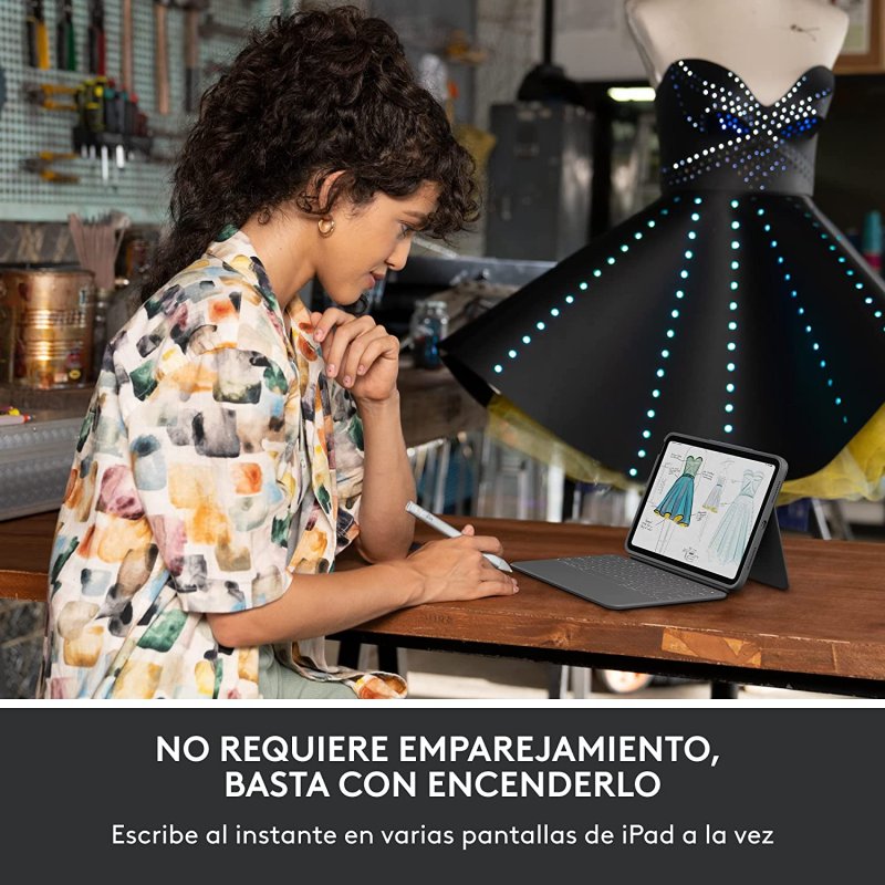 Detalle de Logitech Crayon Lápiz Digital para iPad USB-C (Plata) — precisión y naturalidad para tomar notas y dibujar