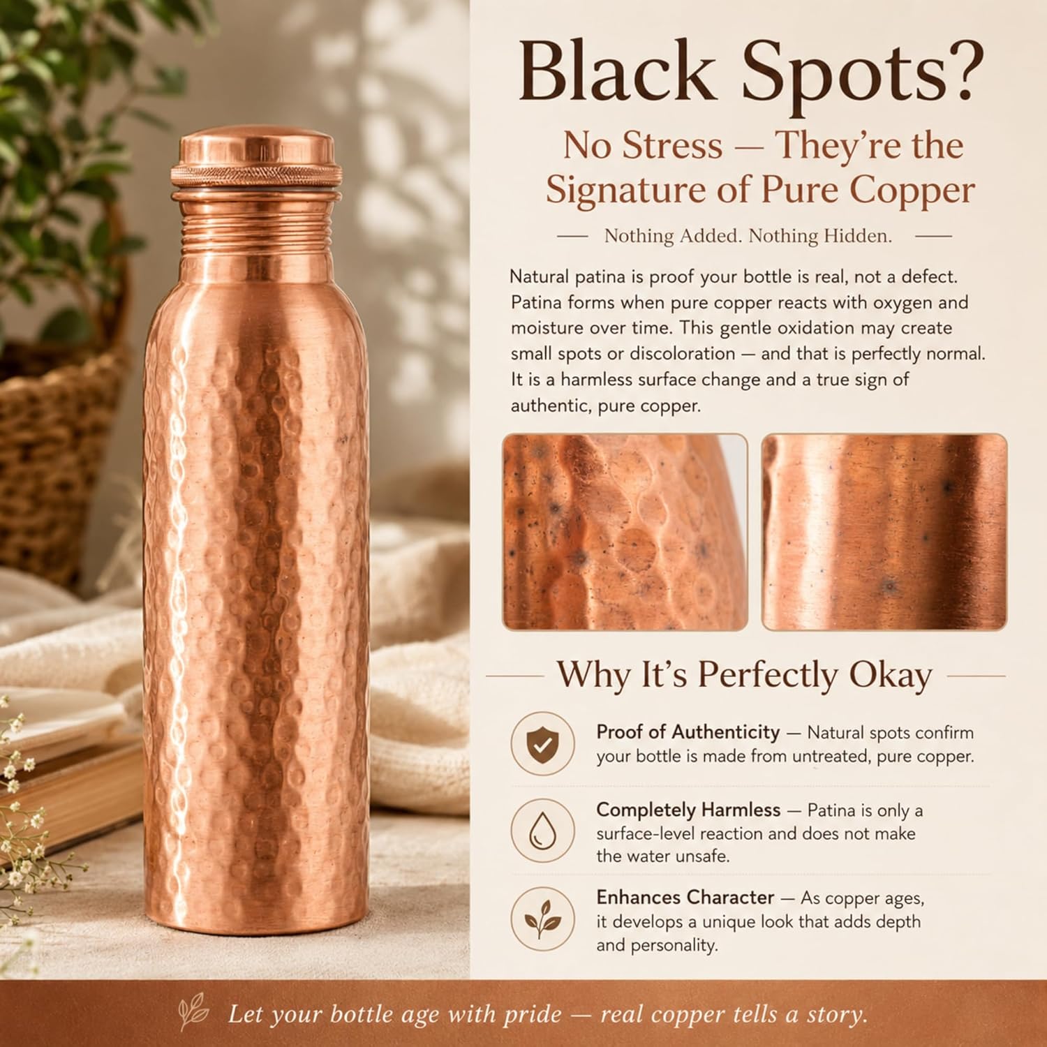 Thumbnail 5 de BLIXIFY BX_CB_0 Copper Water Bottle, 34 oz Hand-Hammered Design, Wide Mouth