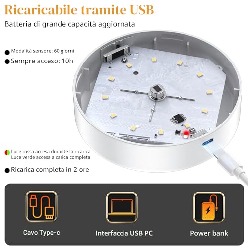 Thumbnail 1 de Luci wireless con sensore di movimento daphomeu — confezione da 6 LED ricaricabili USB per interni