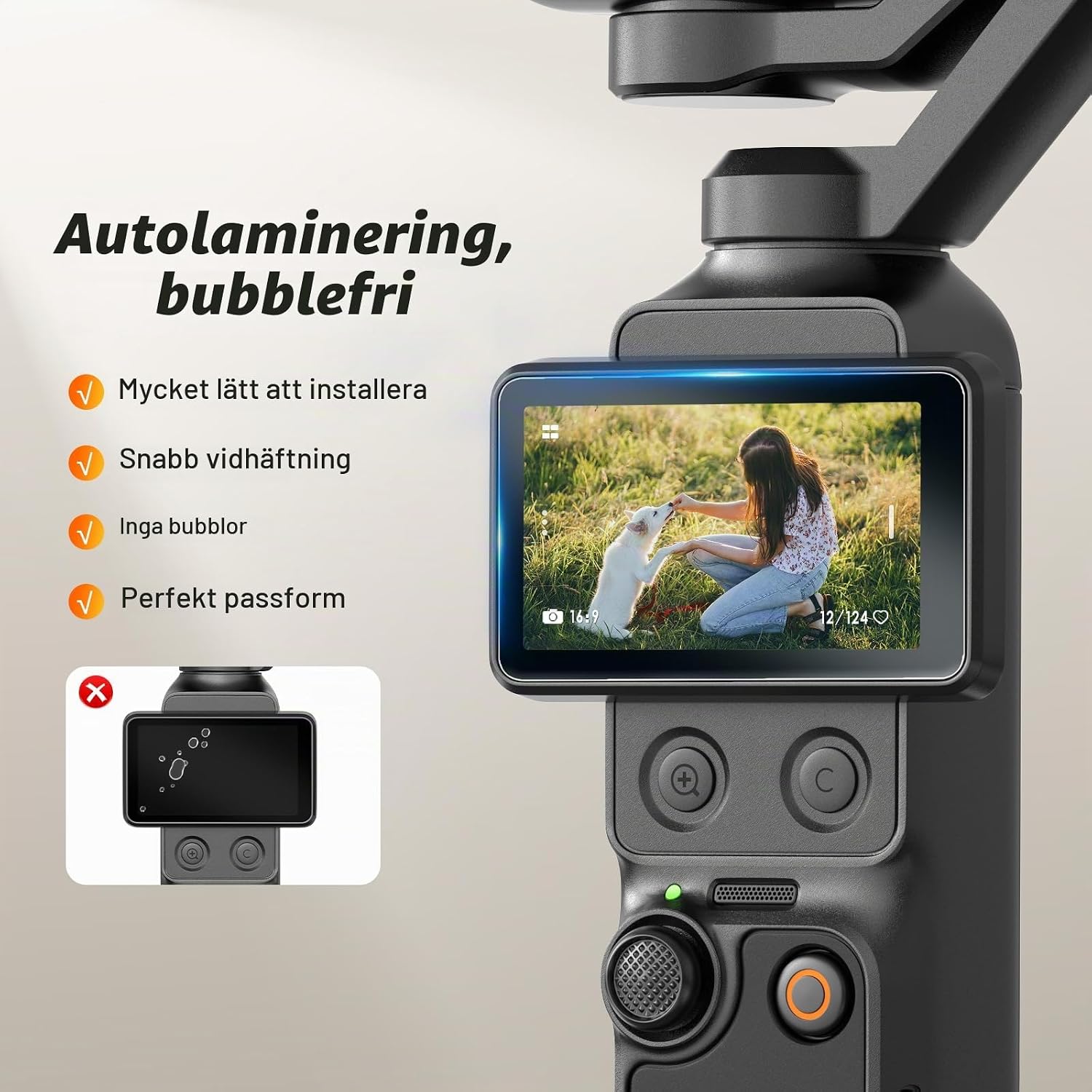 Detalle 2 de AMAZEAR skärmskydd för DJI Osmo Pocket 4P, 9H härdat glas i 3-pack