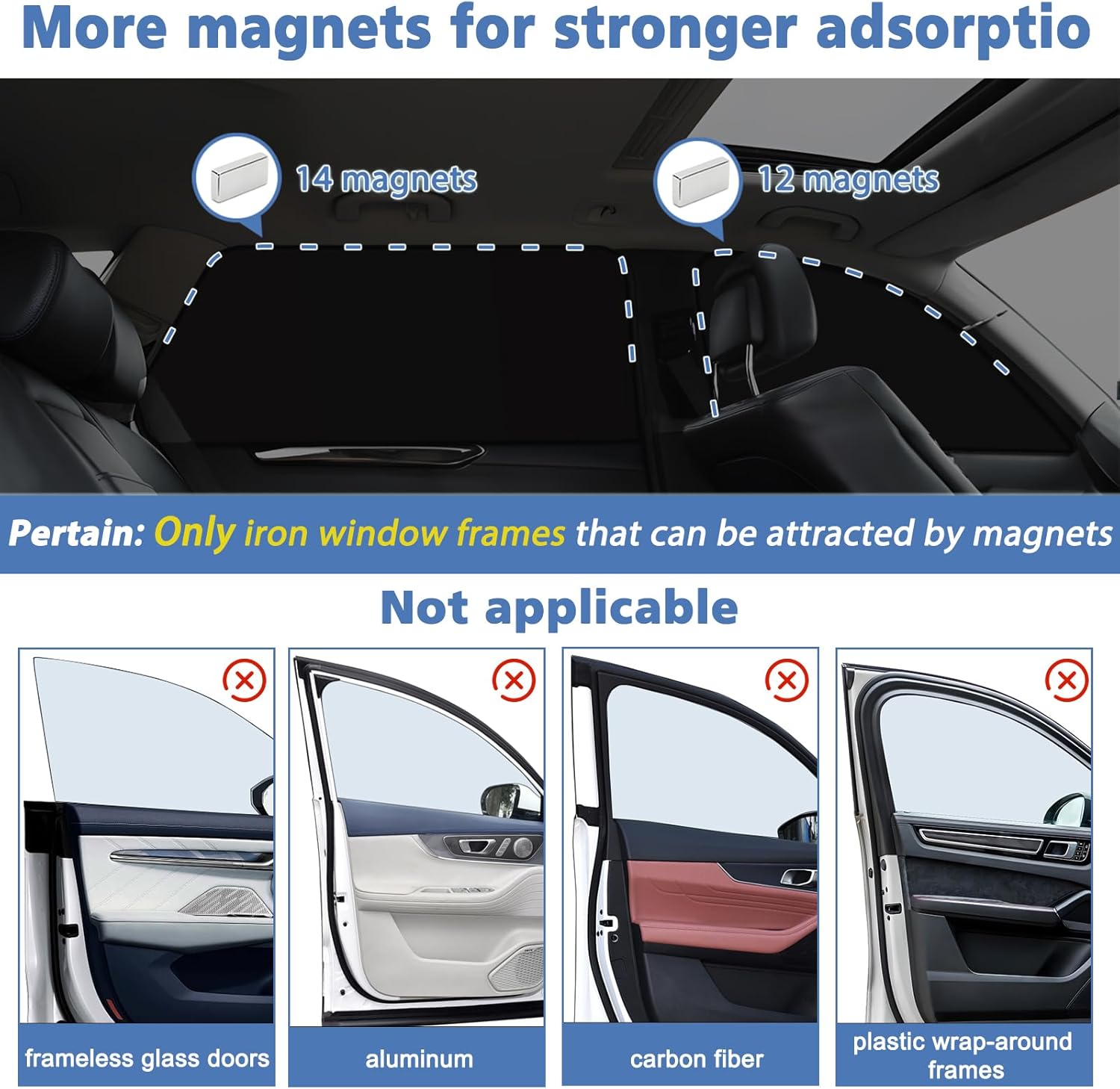 Thumbnail 3 de XCBYT 4-Pack Magnetic Car Shades 100% Blackout