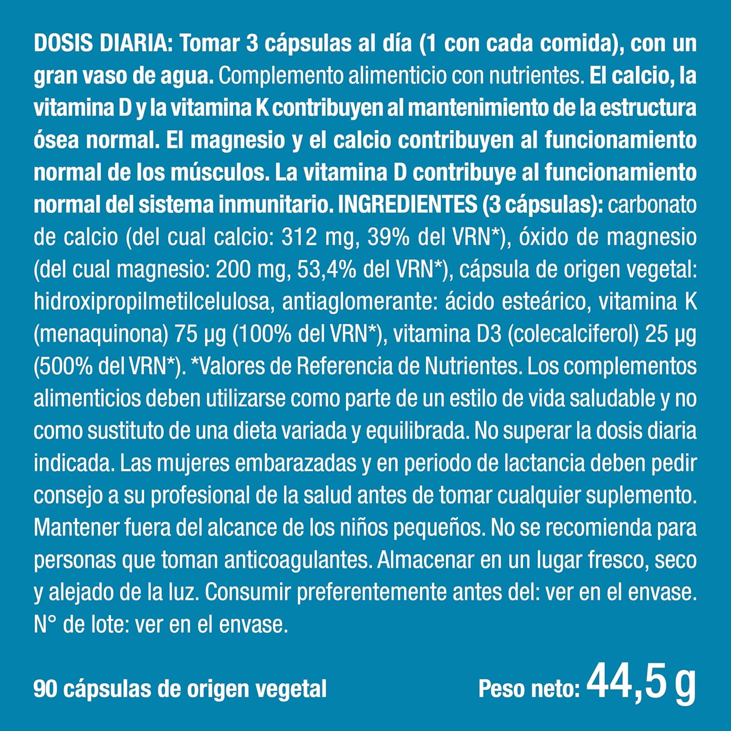 Thumbnail 5 de Calcio Magnesio Vitamina D3 K2 90 cápsulas