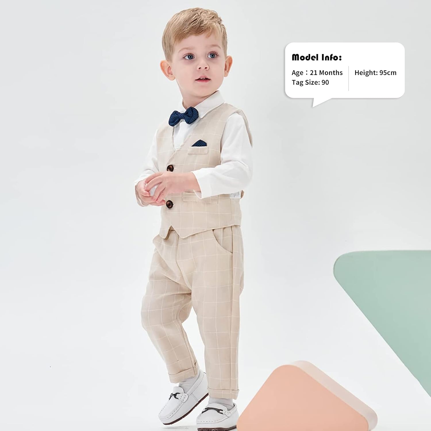 Thumbnail 1 de Volunboy completo elegante bambino 4 pezzi con camicia, papillon, gilet e pantaloni