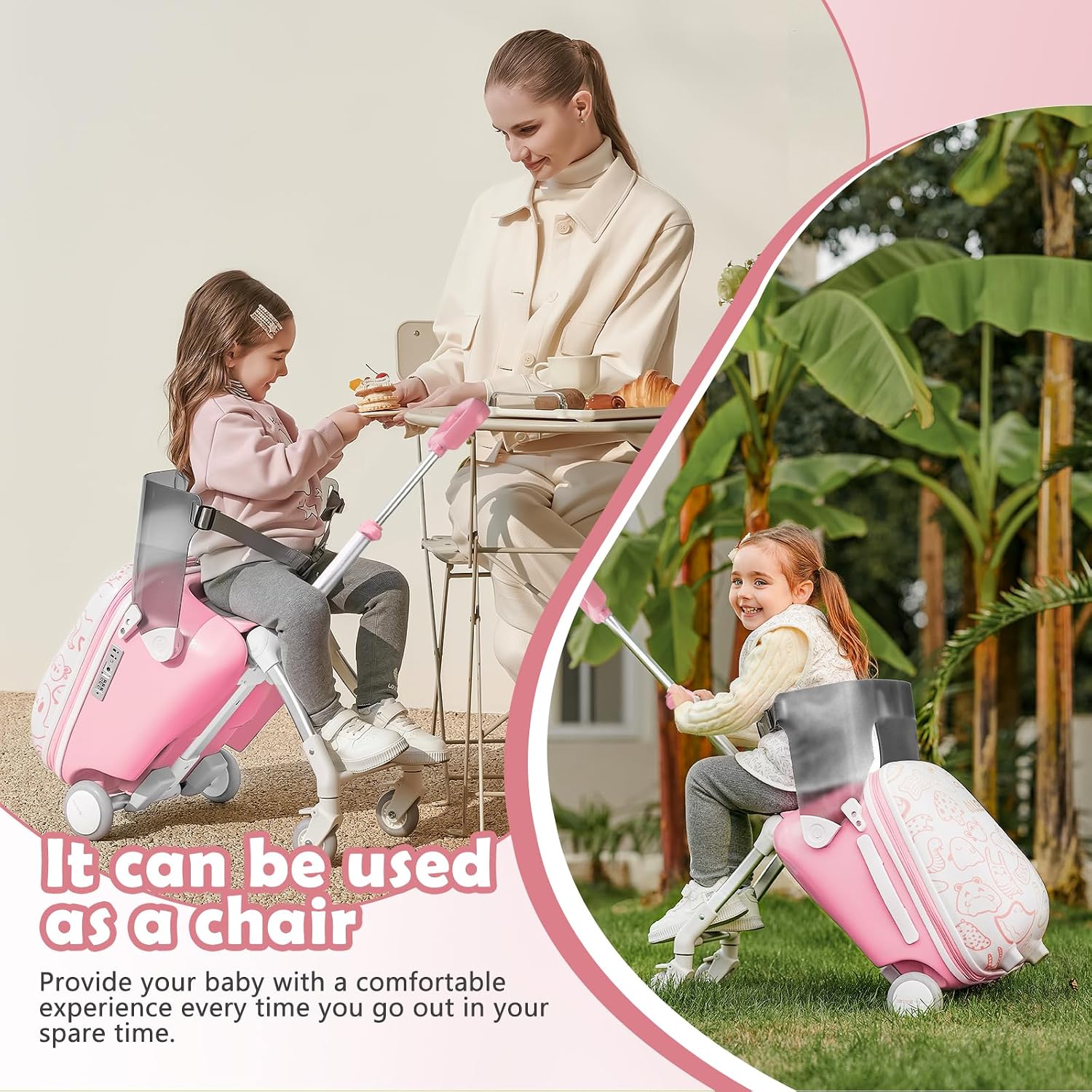 Thumbnail 6 de AODI Kids Ride-on Luggage with Seat (20 inch) – 2-in-1 Carry-On Suitcase and Baby Stroller
