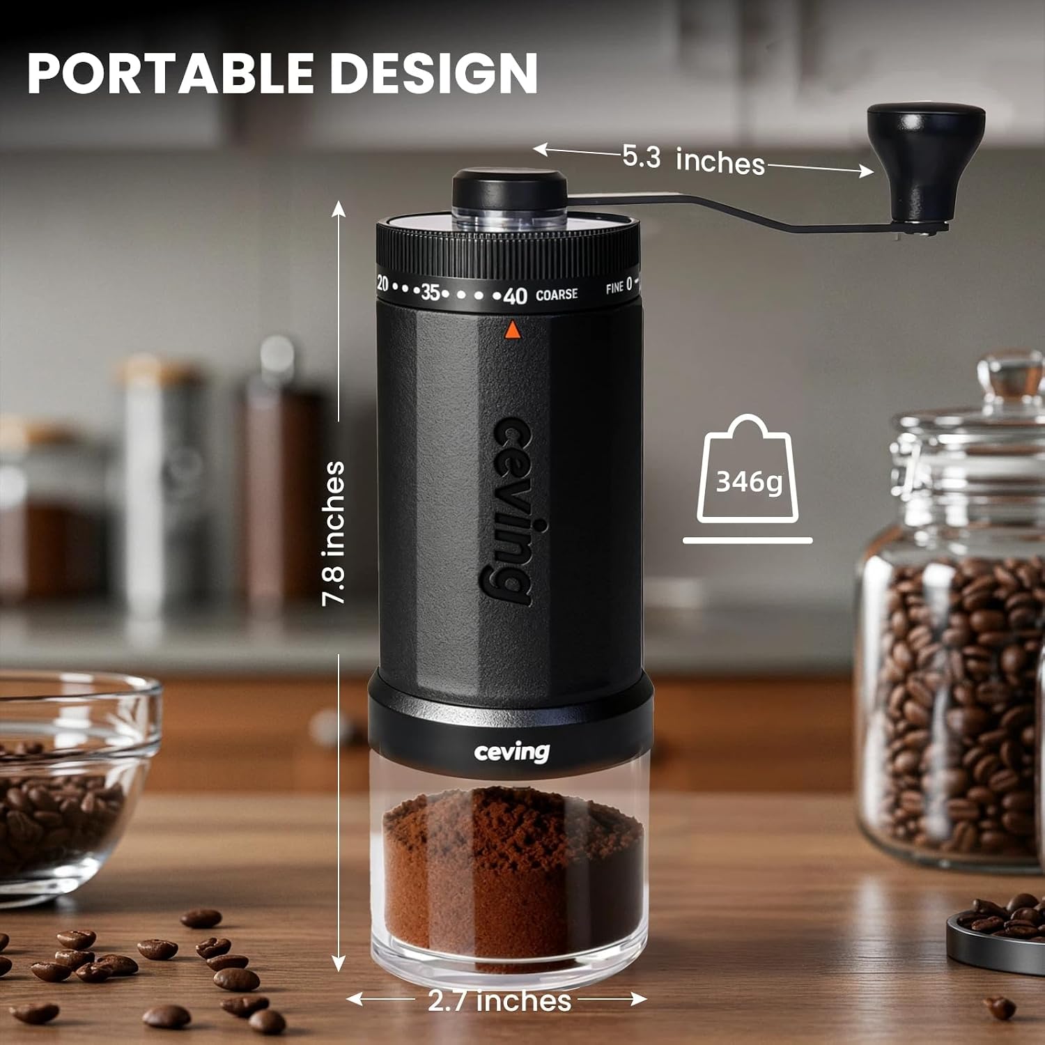 Detalle de World's First 60g Large Capacity Manual Coffee Grinder by CEVING