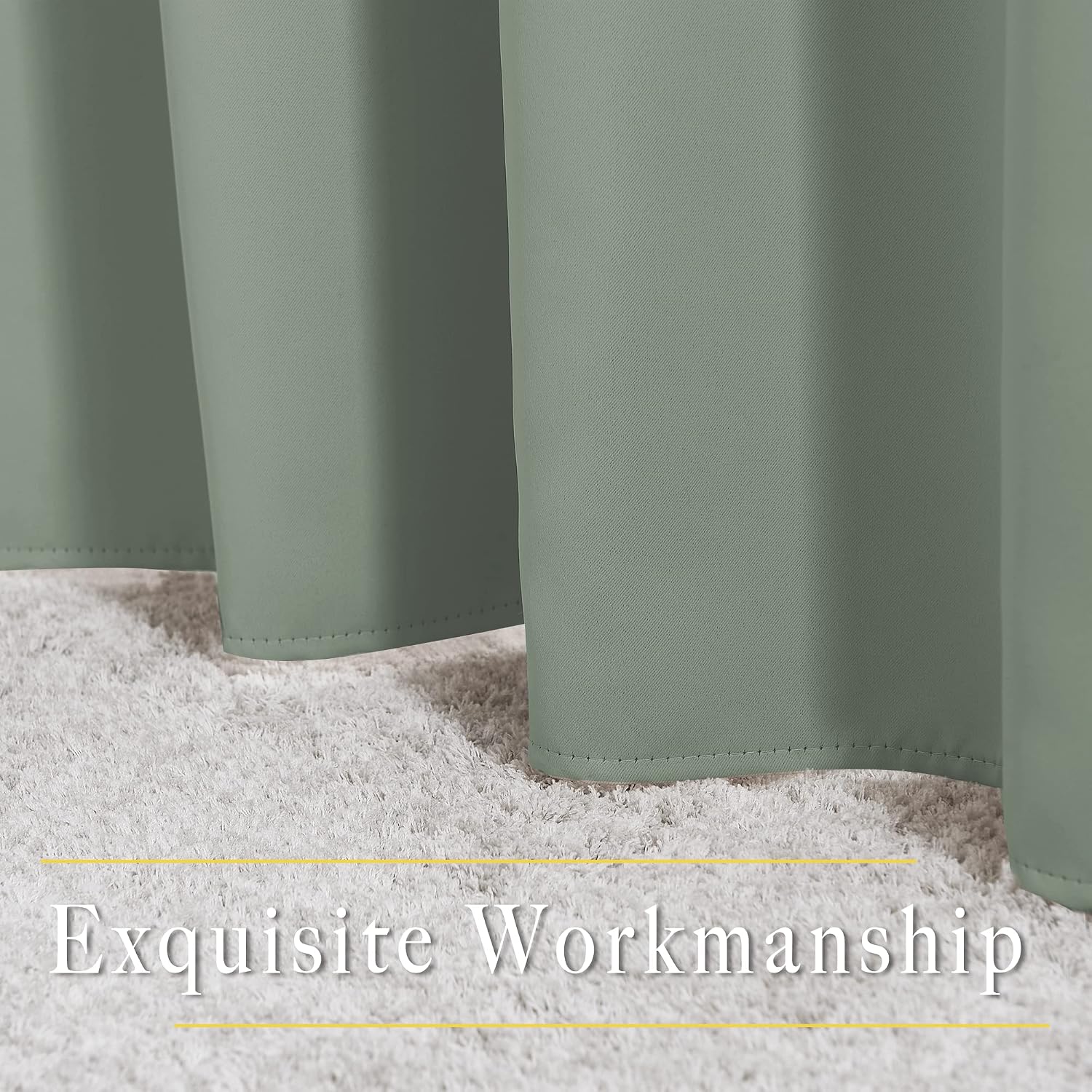 Detalle de NICETOWN NTGMBLKSLD2-52GM2ALL Blackout Curtains, Sage Green, 2 Panels, 84-Inch