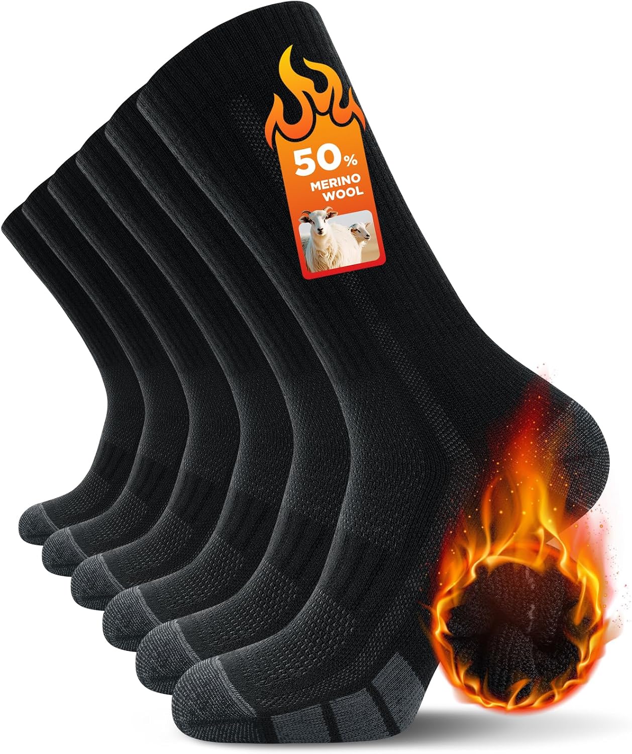 Detalle de TANSTC Calcetines Térmicos de Lana Merino para Hombre