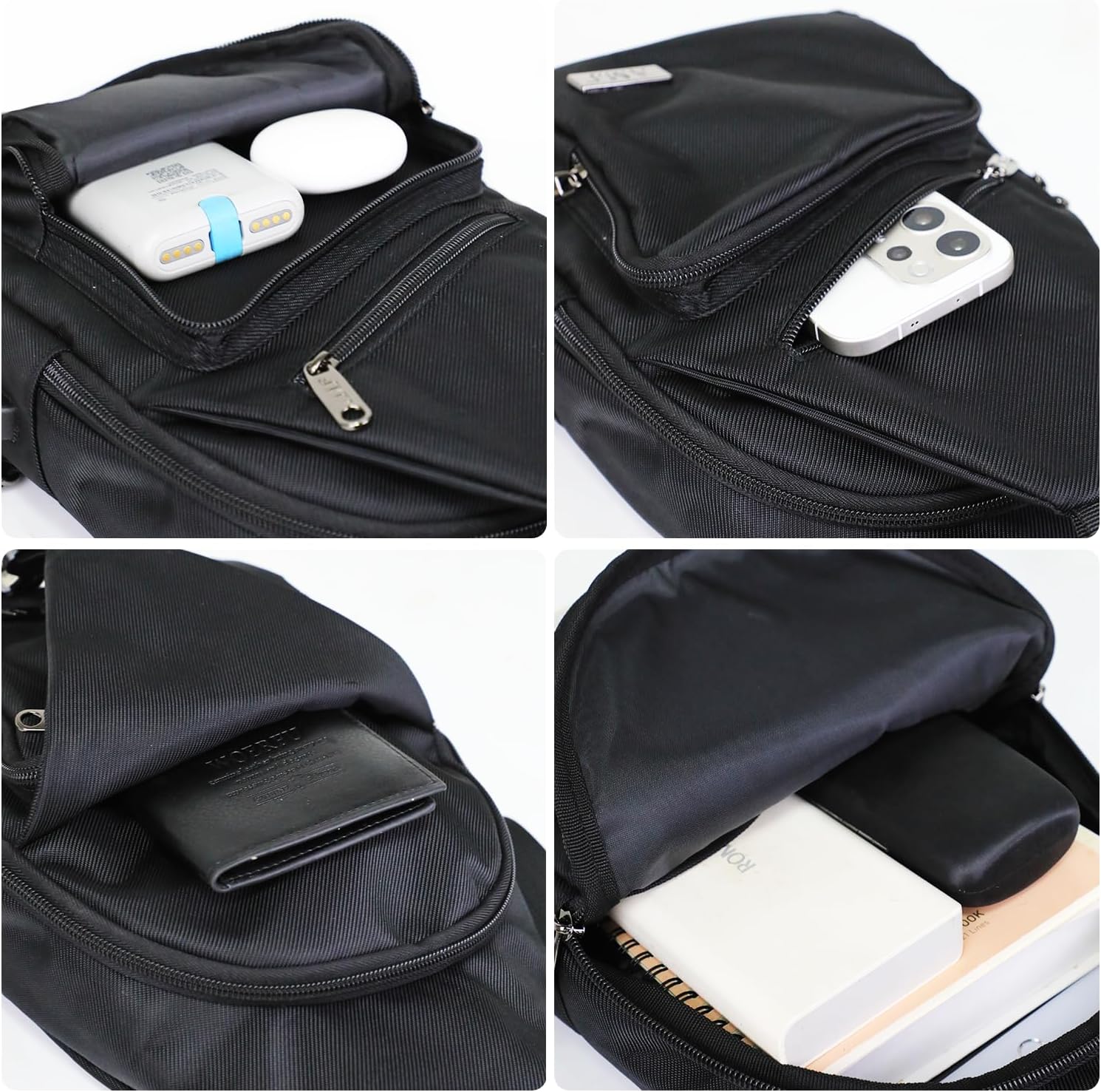 Thumbnail 4 de AMJ Crossbody Sling Bag for Men and Women — Nylon, 5 Pockets, USB-C Charging, Reversible Strap
