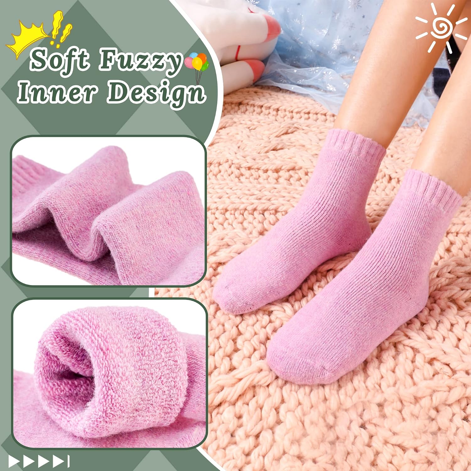 Detalle de DoSmart Children's Winter Wool Socks 6 Pairs