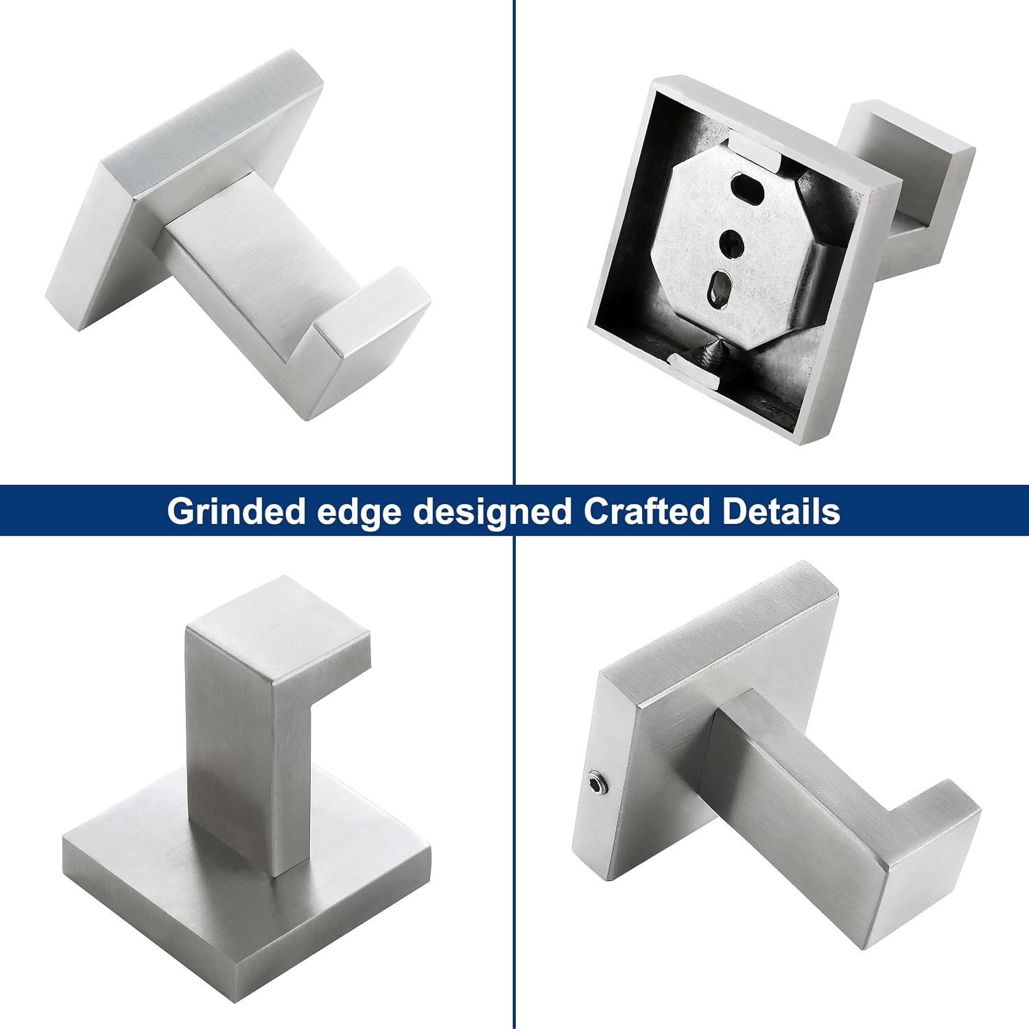 Thumbnail 6 de Delarkusi Brushed Nickel Wall-Mounted Towel Hooks, SUS304 Steel, 4-Pack