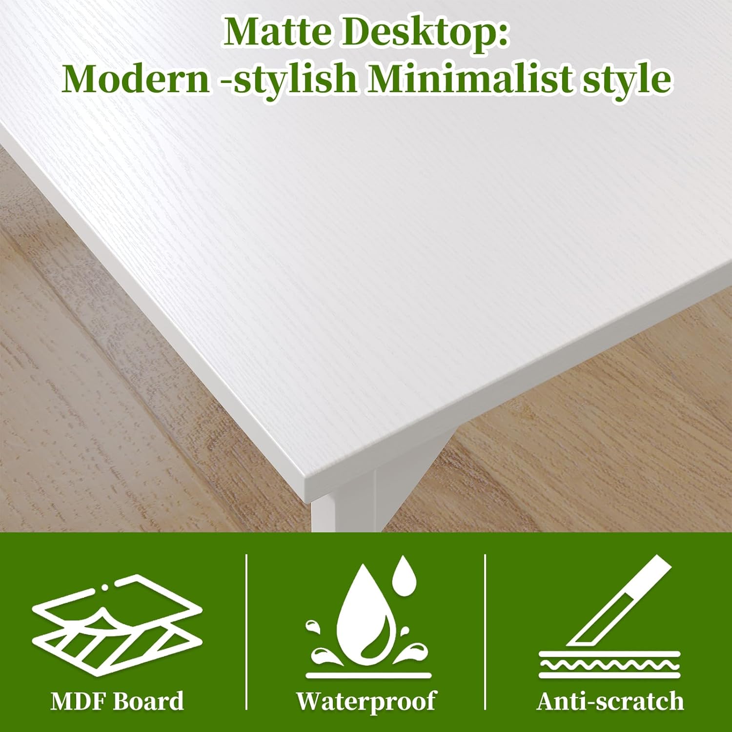 Thumbnail 4 de Grandder 120 cm Computer Desk – White, Simple Modern Home Office Desk with Adjustable Feet