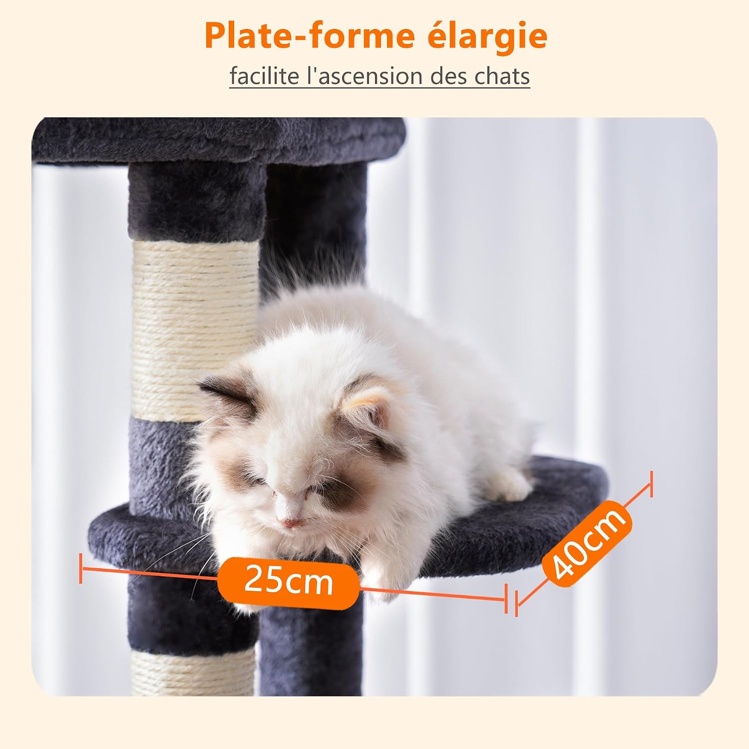 Thumbnail 3 de Heybly Arbre à chat XXL 152 cm pour gros chats jusqu’à 9 kg (HCT050G)