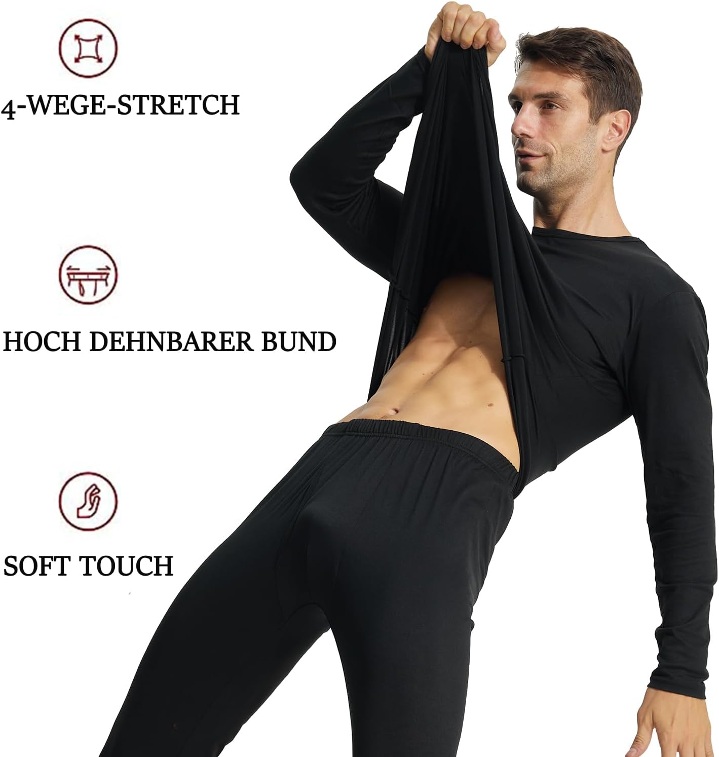 Detalle de BEGIANT Thermounterwäsche Herren Set mit Fleece-Futter – lange Unterwäsche als Baselayer für Winter