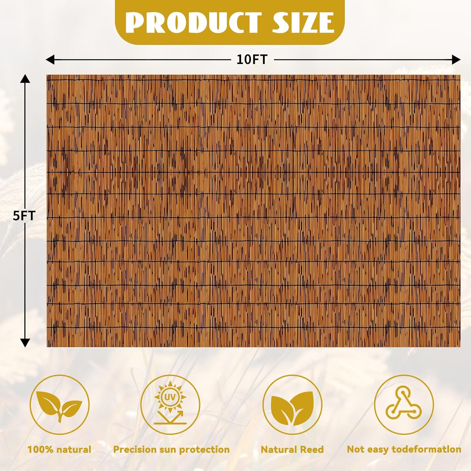 Thumbnail 1 de KOIUEYW Bamboo Reed Privacy Screen 5 x 10 FT