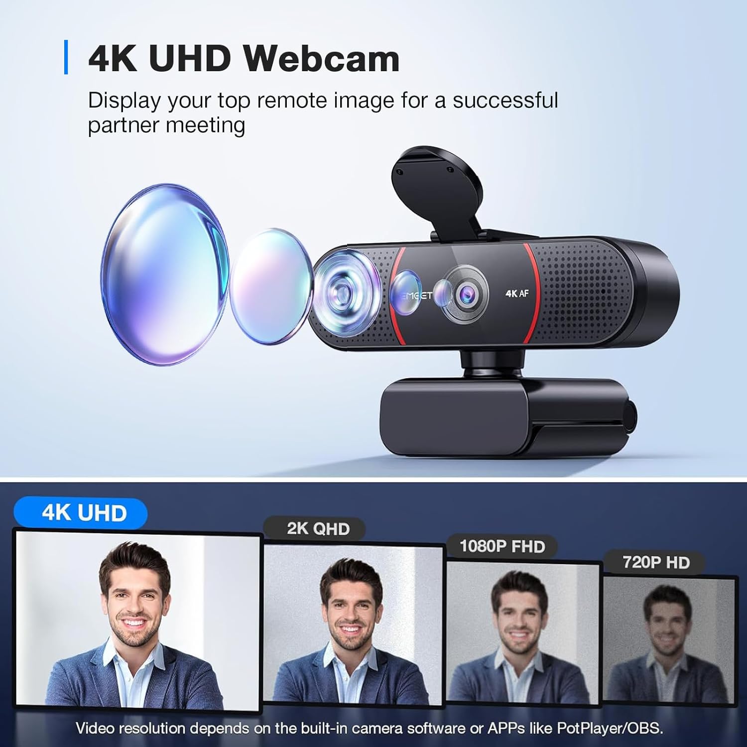 Detalle 2 de EMEET C960 4K webcam with autofocus and privacy cover