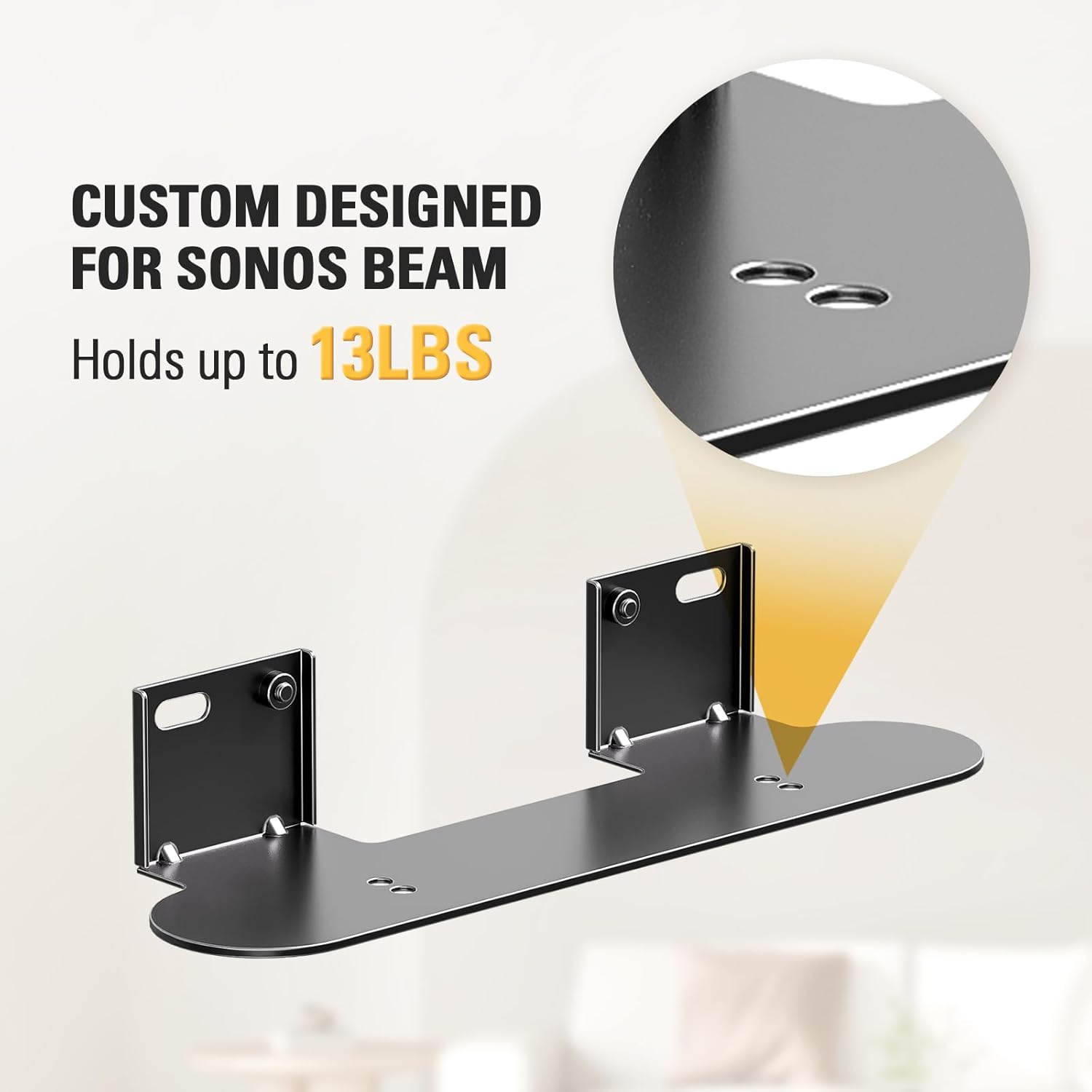 Detalle de Mounting Dream Soundbar Mount for Sonos Beam — Easy Access Sliding Block Bracket for TVs up to VESA 600x400mm