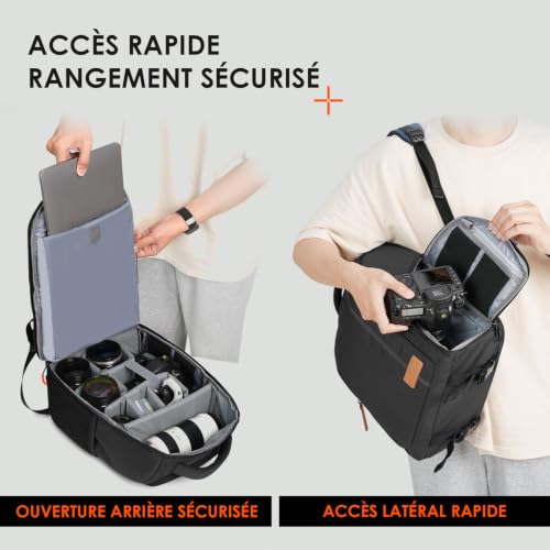 Detalle de TARION Sac à Dos pour Appareil Photo 15L – léger, modulable et prêt pour la rue