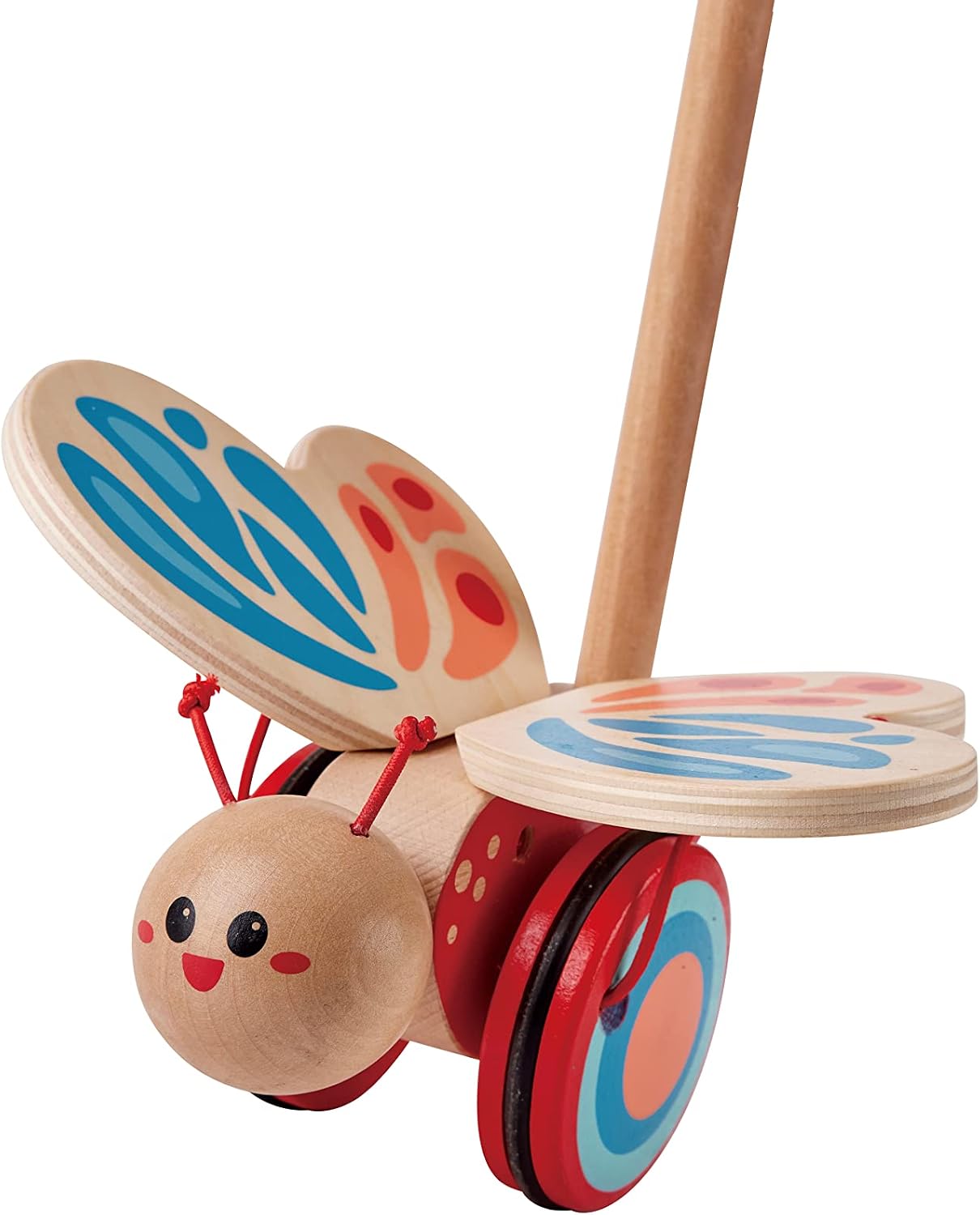 Detalle 2 de Hape E0340 houten duw- en trekvlinder met bewegende vleugels