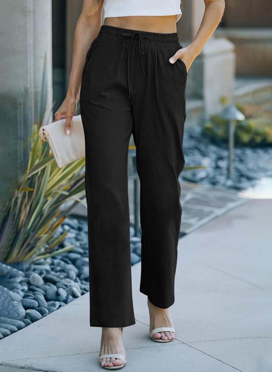 Thumbnail 1 de Tincini Leinenhose Damen – Sommer Freizeithose aus Musselin mit geradem Schnitt und Taschen