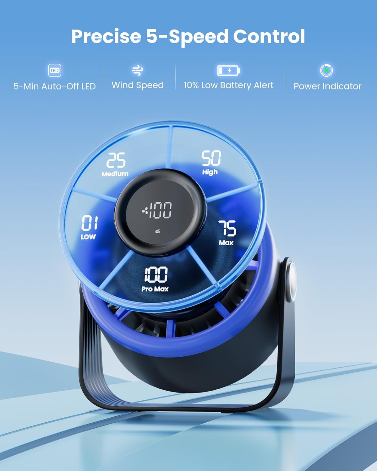 Thumbnail 6 de gaiatop Small Desk Fan Rechargeable – 5in Desktop Fan with 4000mAh Battery
