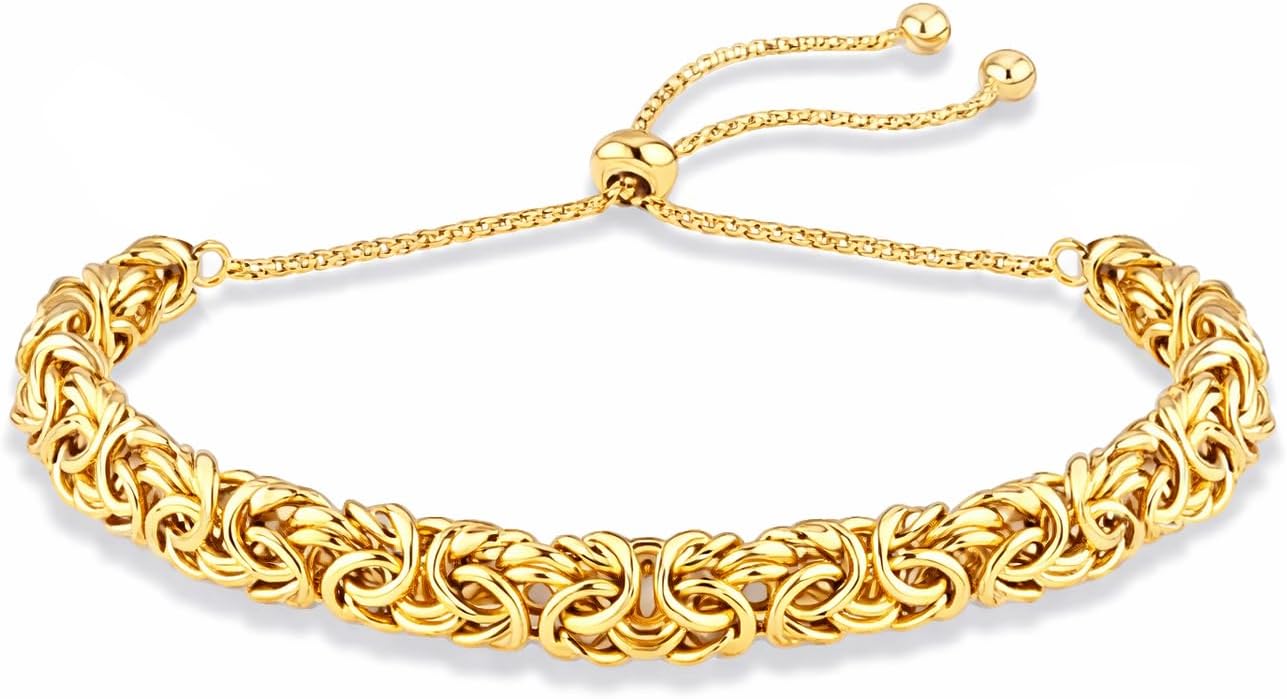 Thumbnail 6 de LeCalla 925 Sterling Silver Byzantine Bracelet – Italian Sliding Bolo Chain for Women
