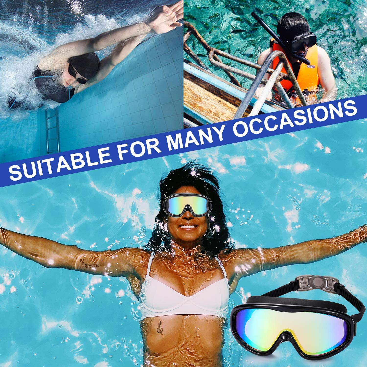 Thumbnail 6 de Yizerel Swim Goggles (2 Pack) – Wide Vision, Anti-Fog, UV400 Protection