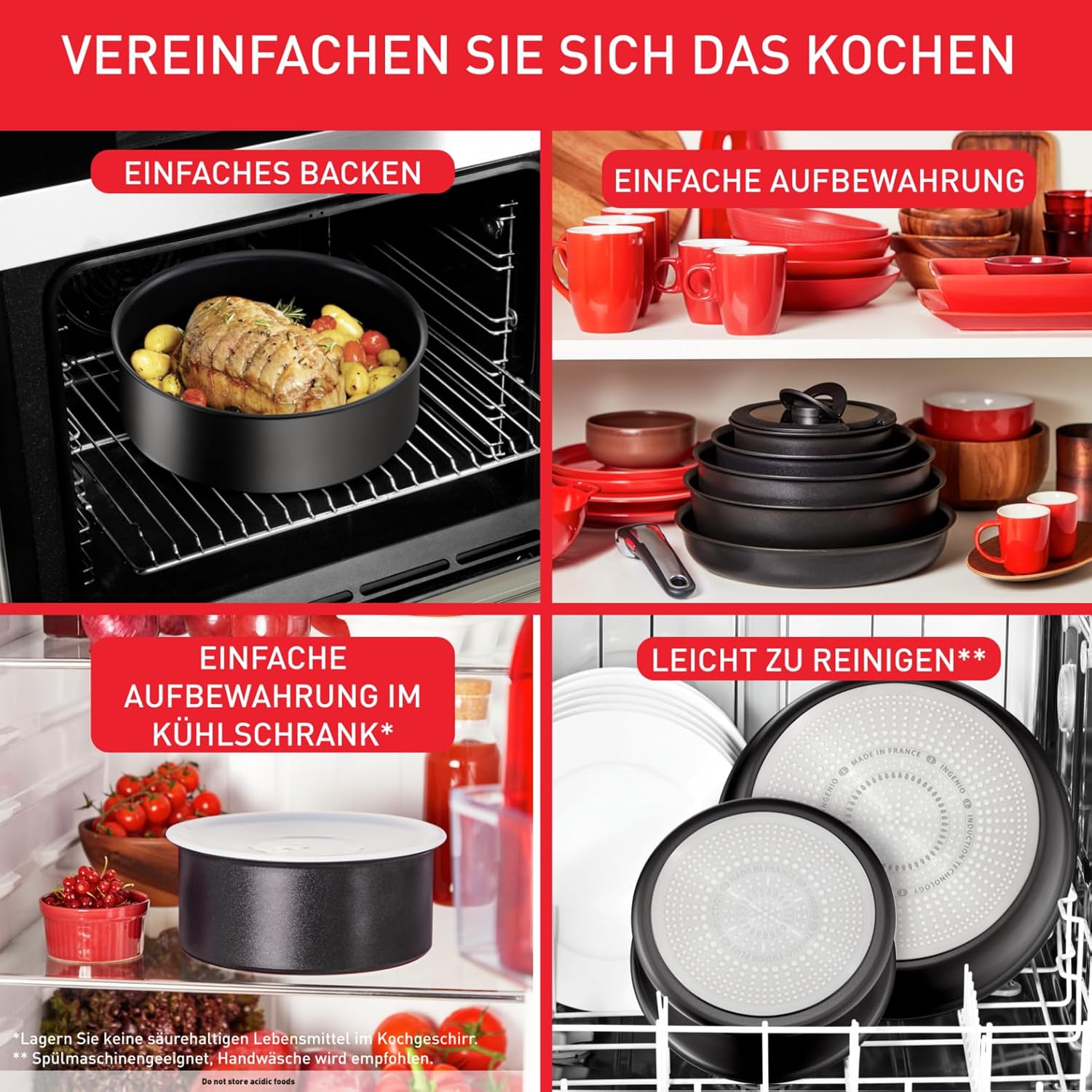 Detalle de Tefal Ingenio Unlimited On 3-teiliges Pfannenset mit abnehmbarem Griff, 24/28 cm – induktionsgeeignet
