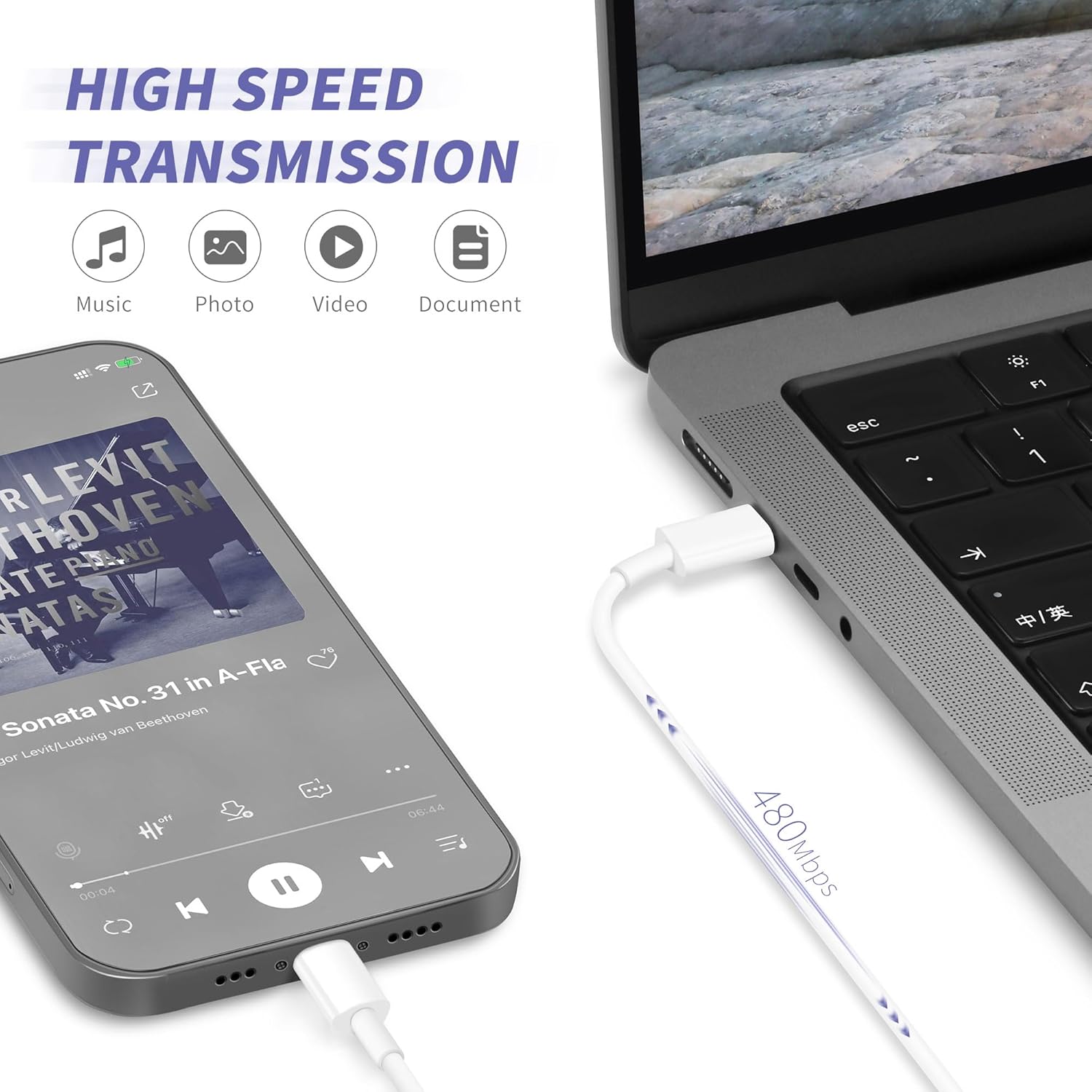 Detalle de iPhone Charger Fast Charging Bundle (2 Pack) — 20W USB-C Power Adapters with 6ft & 10ft USB-C to Lightning Cables